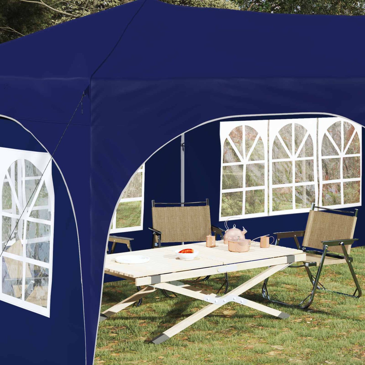 Pop-up Partyzelt Blau 575 x 288 x 245 cm Oxford-Stoff