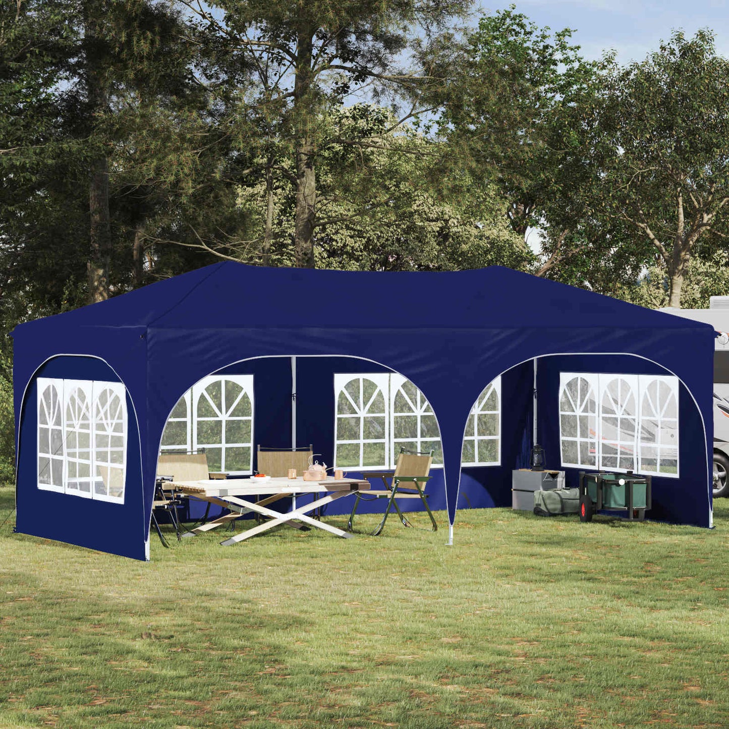 Pop-up Partyzelt Blau 575 x 288 x 245 cm Oxford-Stoff