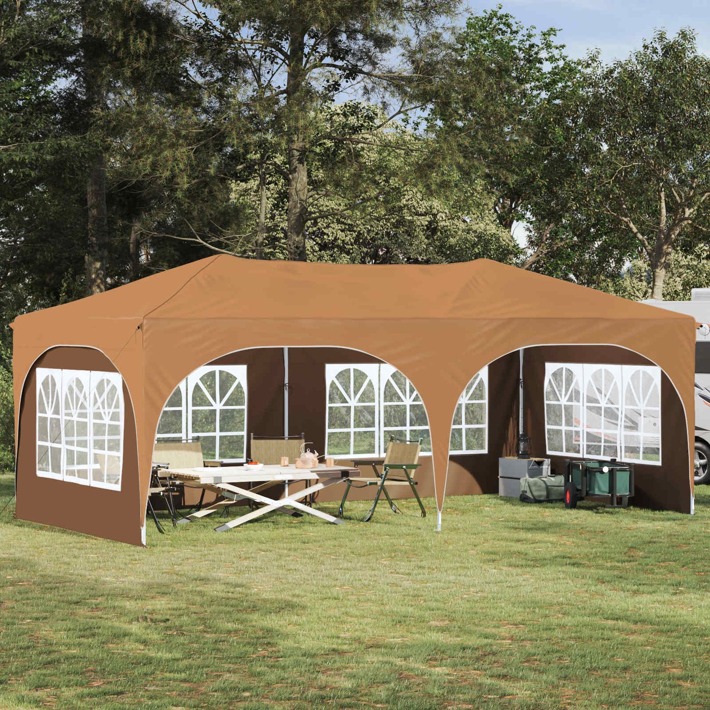 Pop-up Partyzelt Beige 575 x 288 x 245 cm Oxford-Stoff
