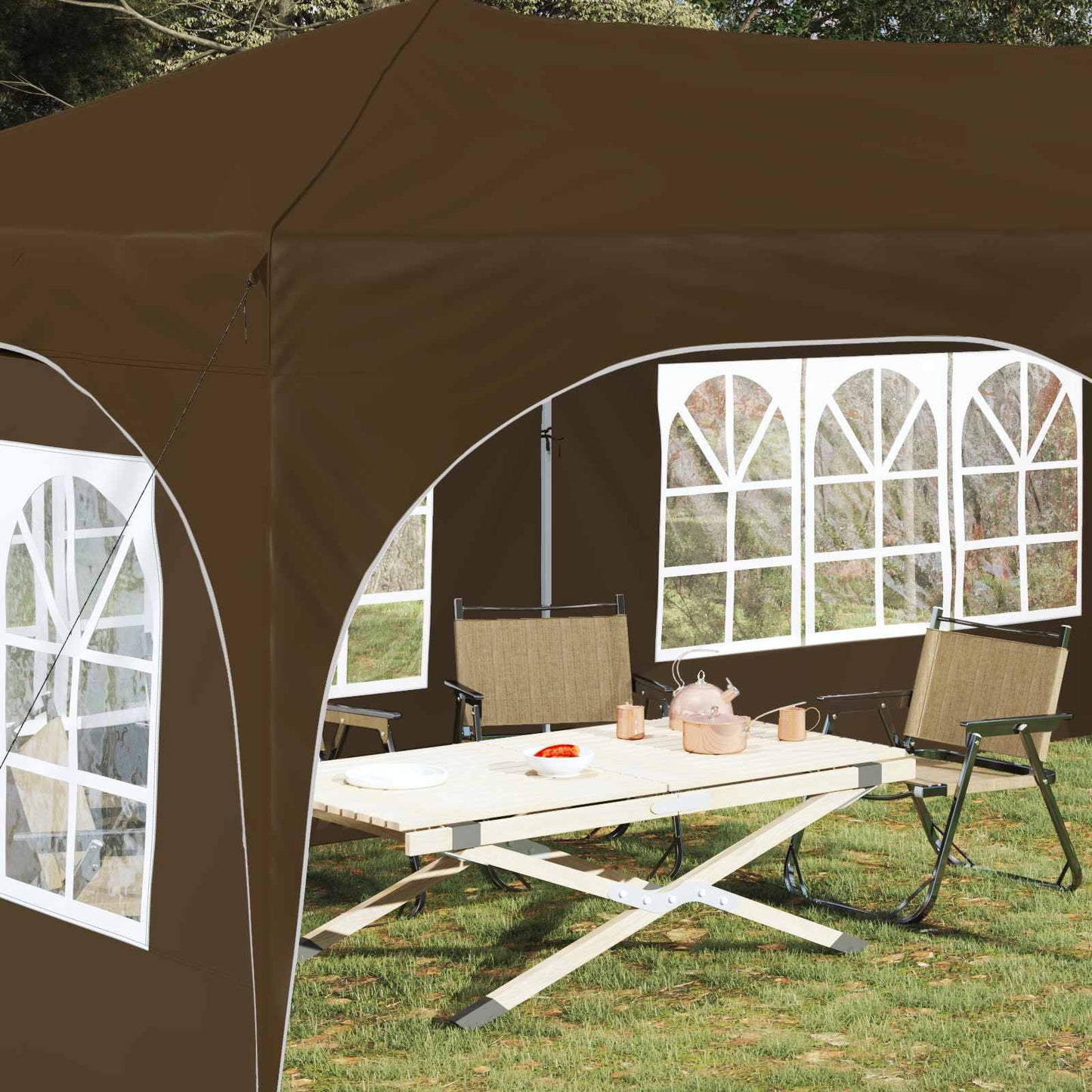 Pop-up Partyzelt Taupe 575 x 288 x 245 cm Oxford-Stoff