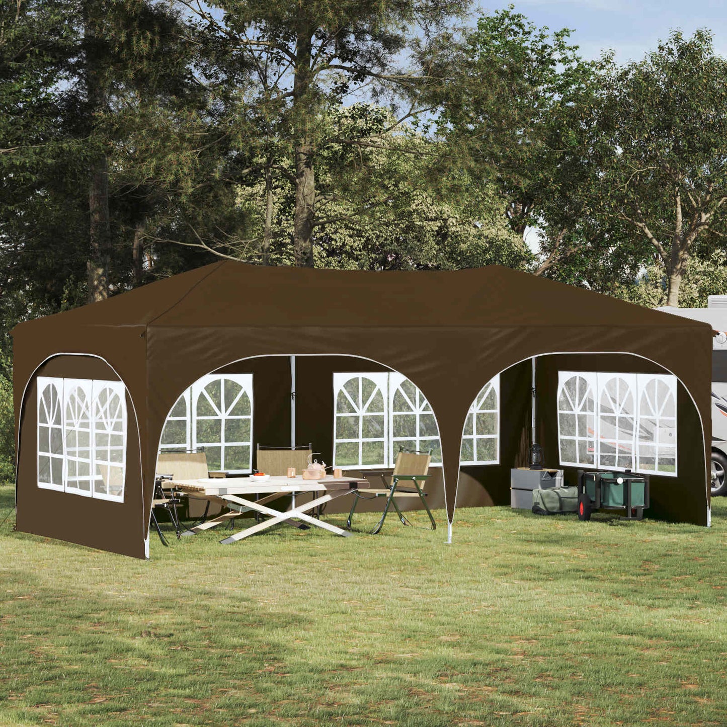 Pop-up Partyzelt Taupe 575 x 288 x 245 cm Oxford-Stoff