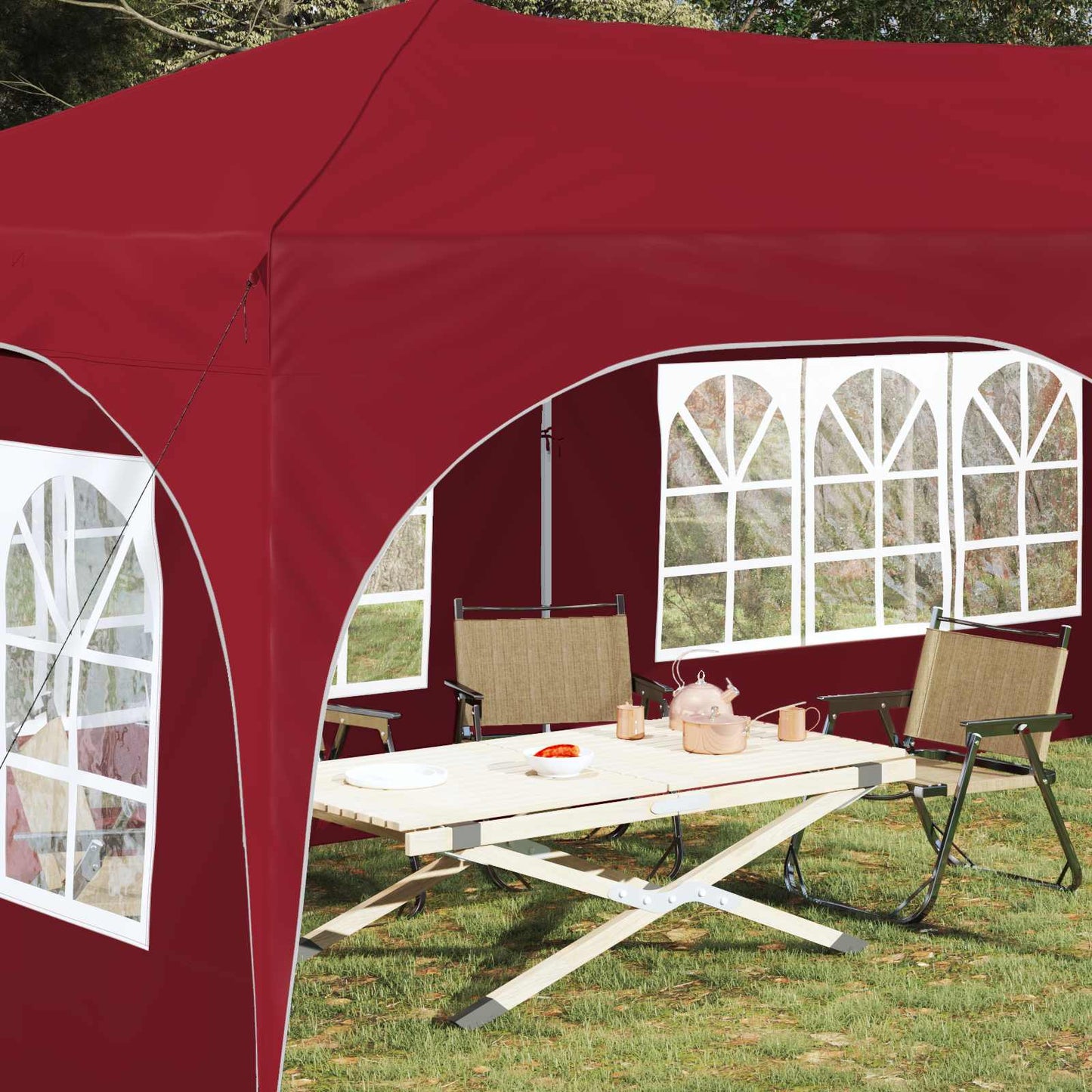 Pop-up Partyzelt Bordeauxrot 575 x 288 x 245 cm Oxford-Stoff