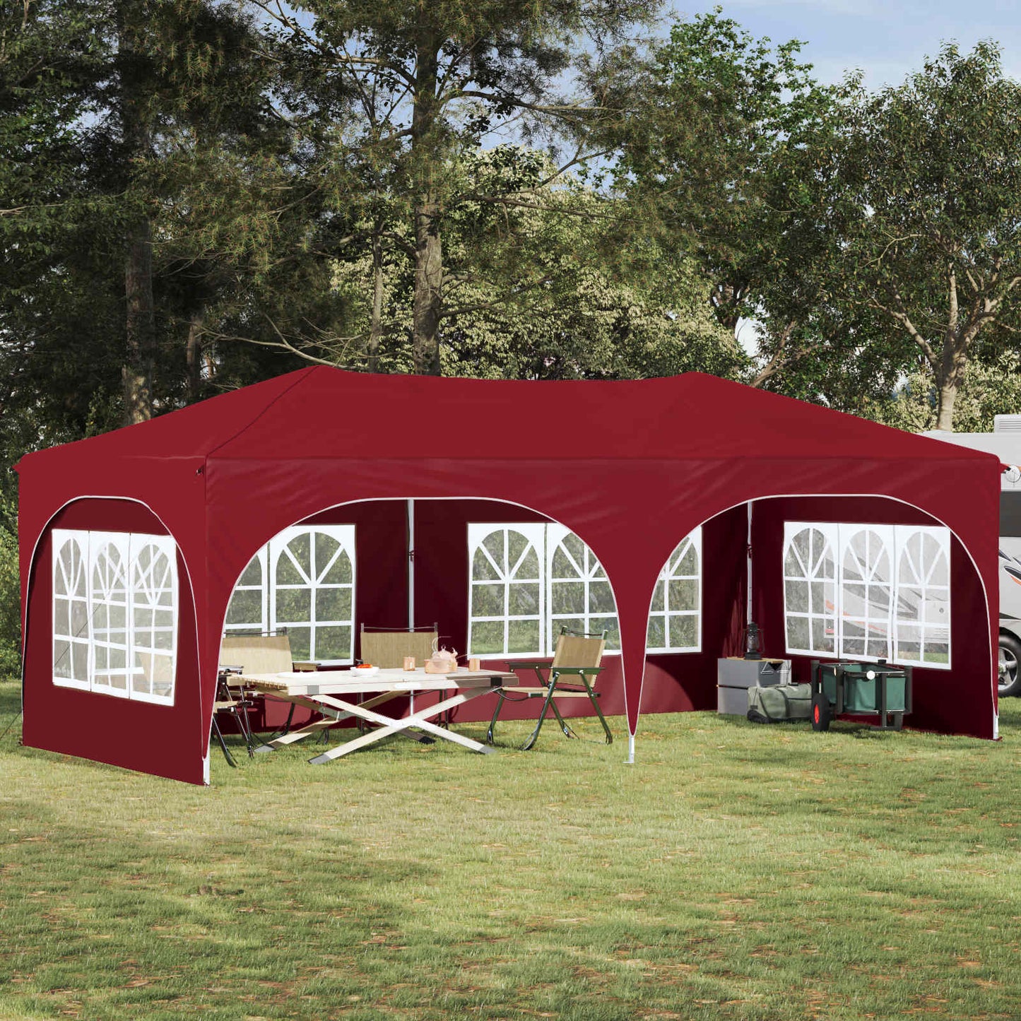 Pop-up Partyzelt Bordeauxrot 575 x 288 x 245 cm Oxford-Stoff