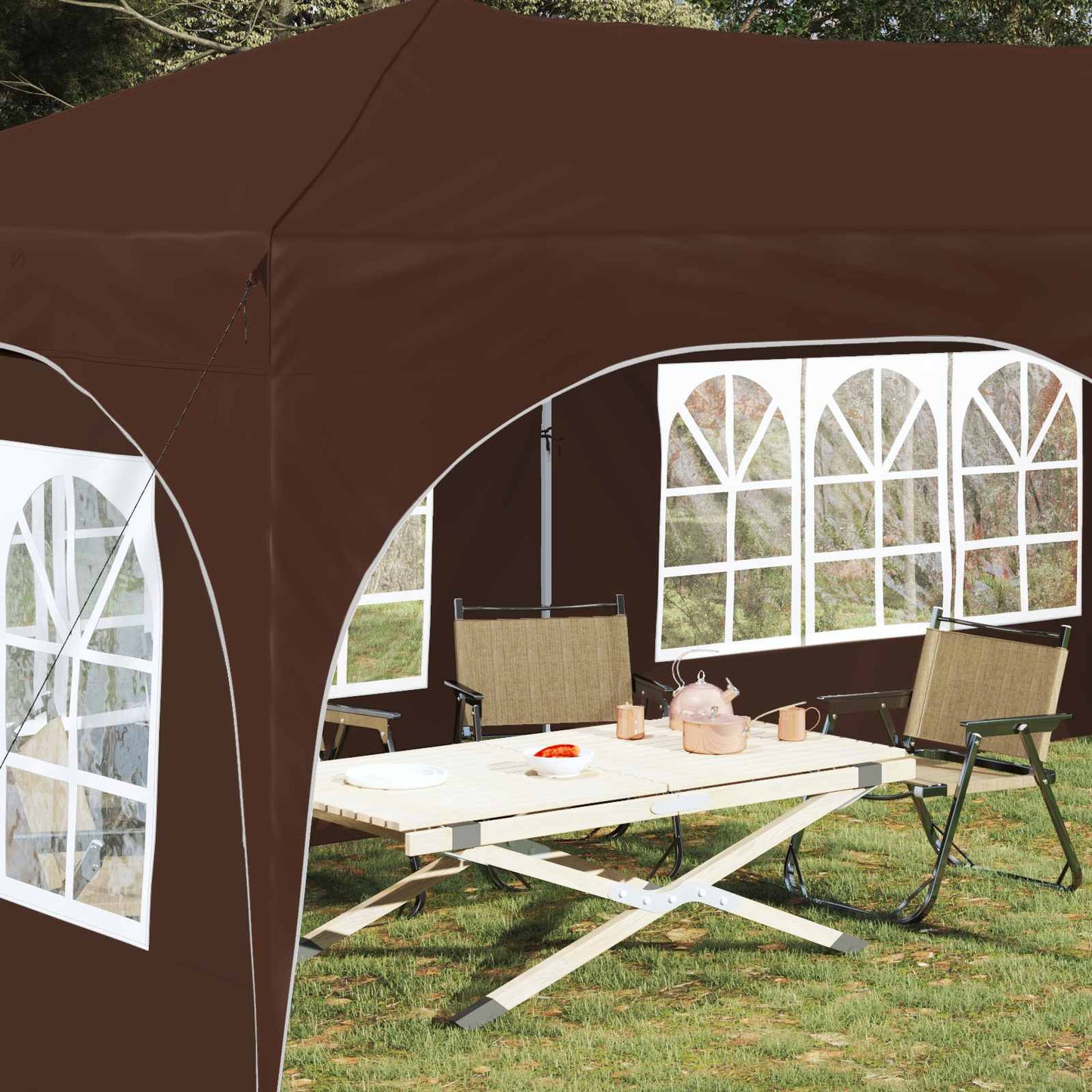 Pop-up Partyzelt Braun 575 x 288 x 245 cm Oxford-Stoff