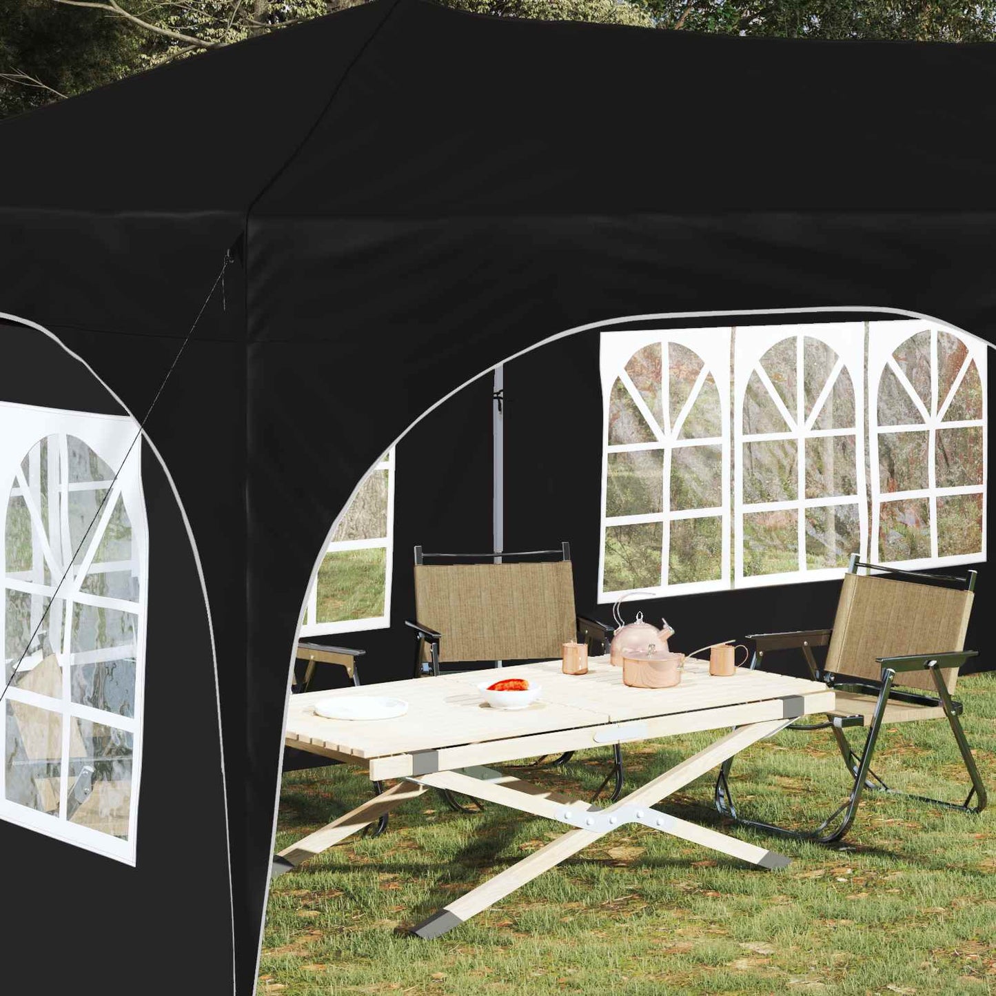 Pop-up Partyzelt Schwarz 575 x 288 x 245 cm Oxford-Stoff