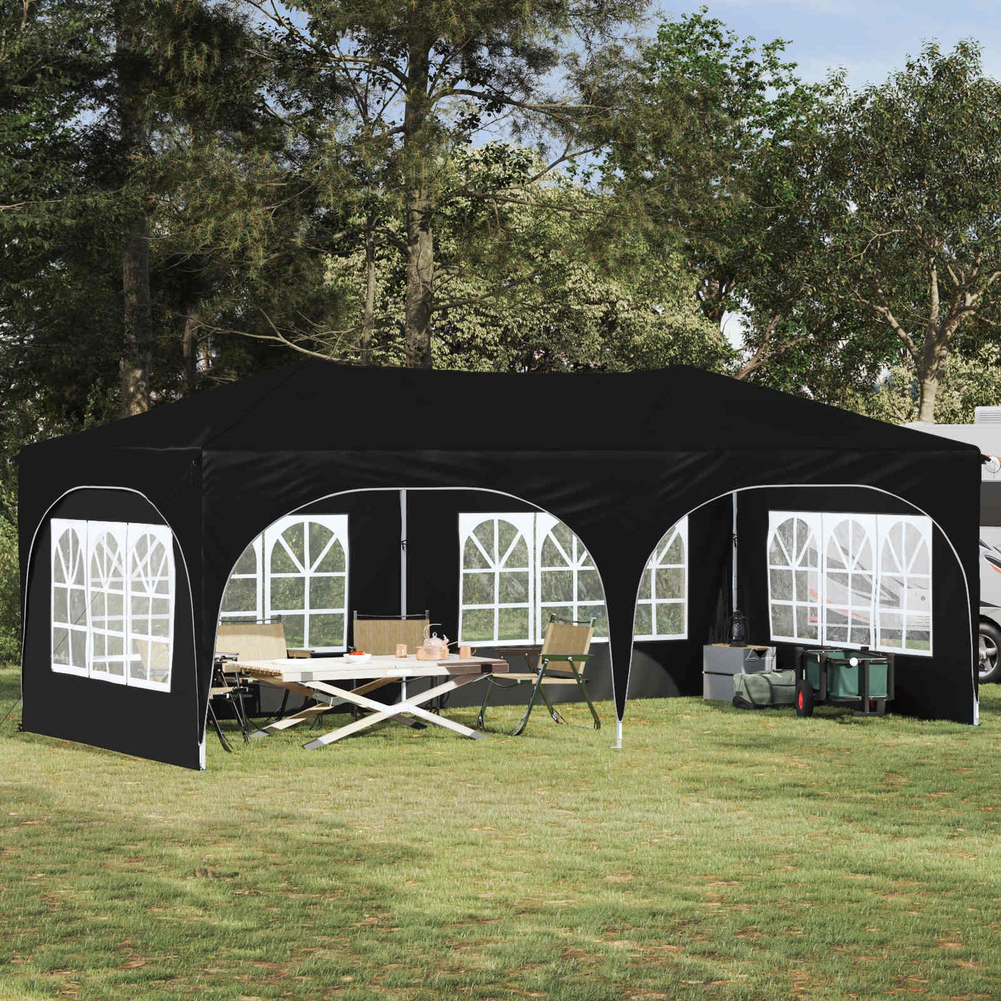 Pop-up Partyzelt Schwarz 575 x 288 x 245 cm Oxford-Stoff