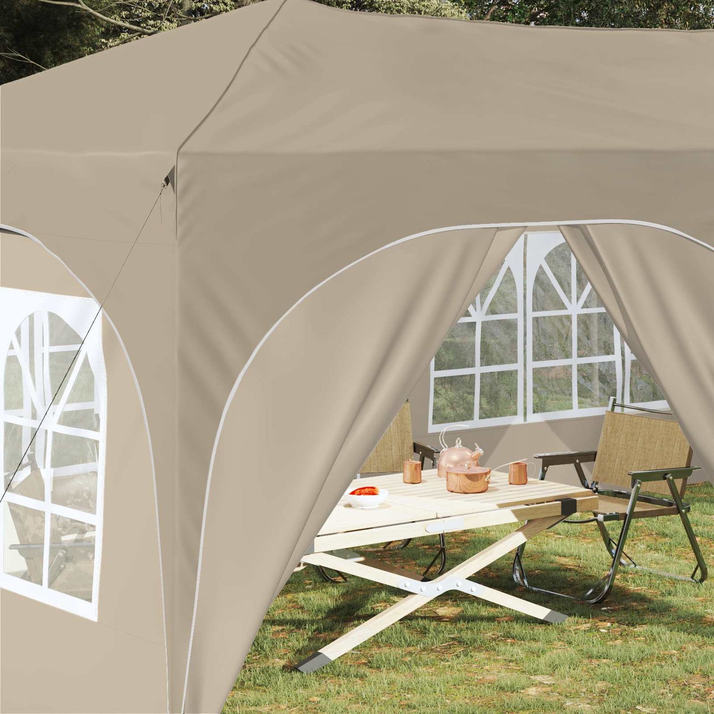 Pop-up Partyzelt Creme 575 x 288 x 245 cm Oxford-Stoff