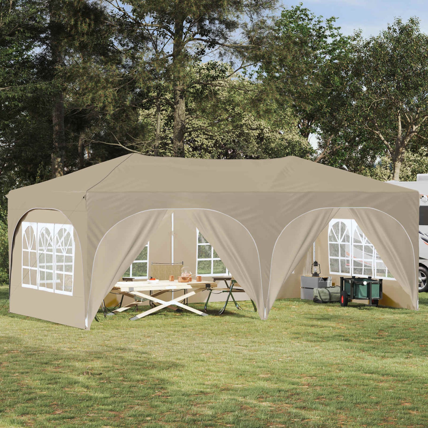 Pop-up Partyzelt Creme 575 x 288 x 245 cm Oxford-Stoff