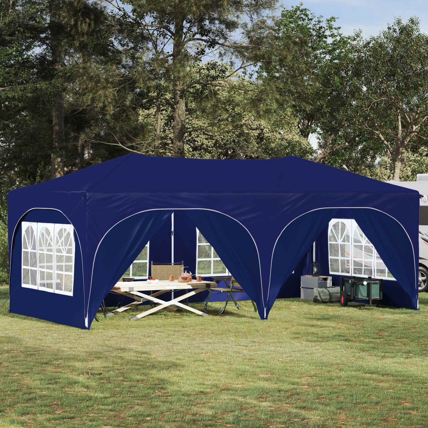 Pop-up Partyzelt Blau 575 x 288 x 245 cm Oxford-Stoff
