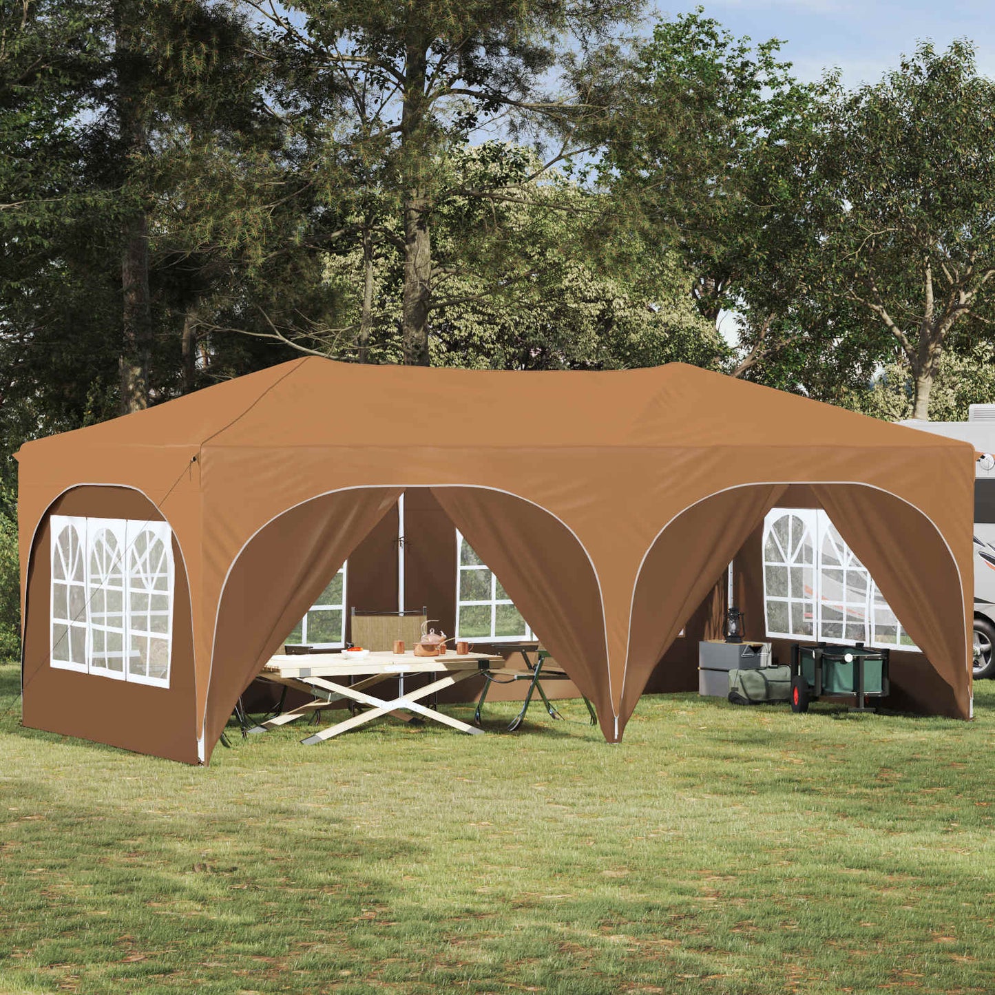 Pop-up Partyzelt Beige 575 x 288 x 245 cm Oxford-Stoff