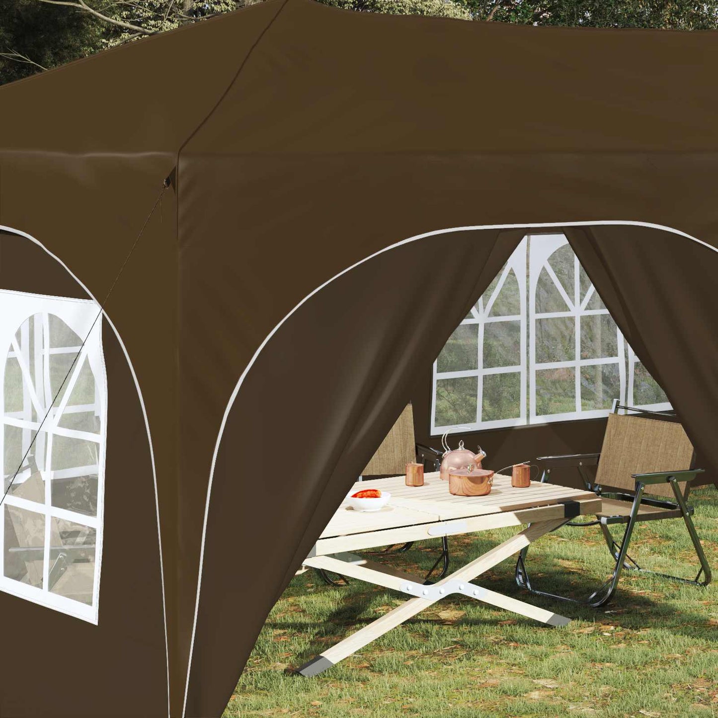 Pop-up Partyzelt Taupe 575 x 288 x 245 cm Oxford-Stoff