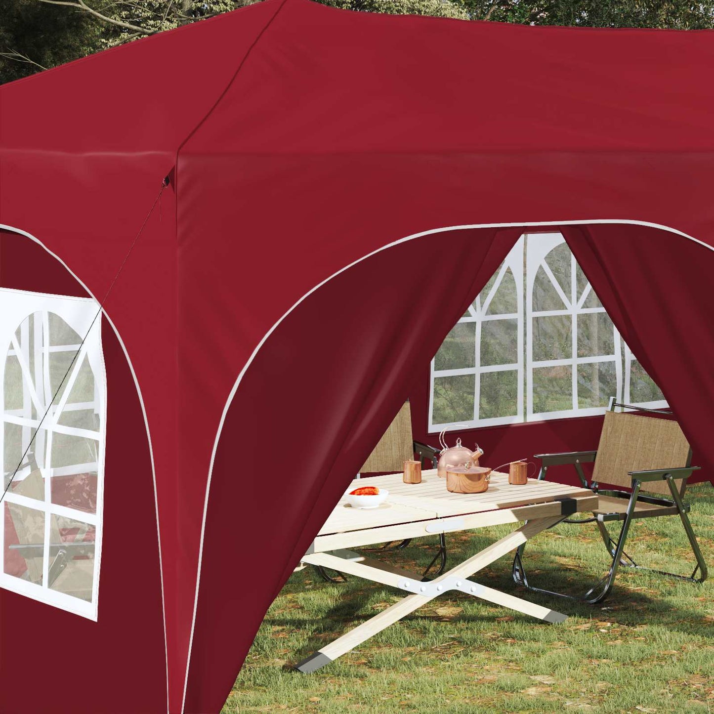 Pop-up Partyzelt Bordeauxrot 575 x 288 x 245 cm Oxford-Stoff