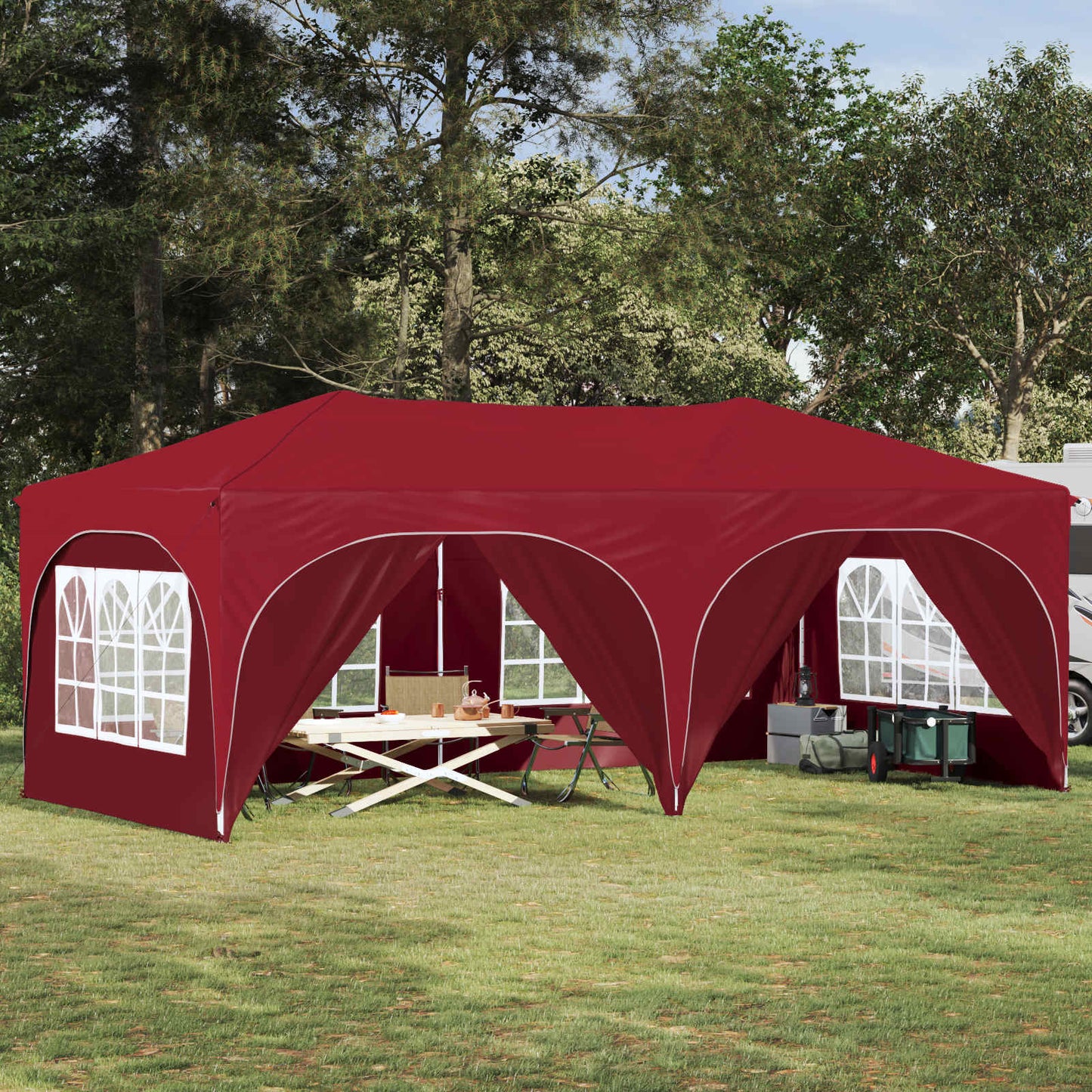 Pop-up Partyzelt Bordeauxrot 575 x 288 x 245 cm Oxford-Stoff