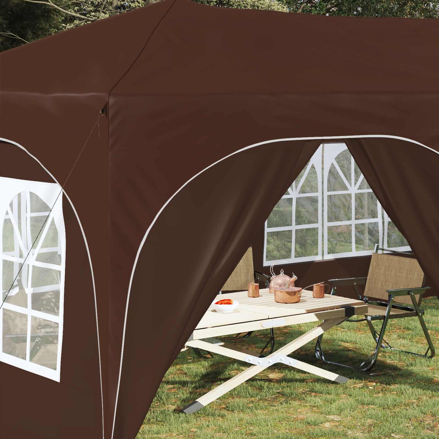 Pop-up Partyzelt Braun 575 x 288 x 245 cm Oxford-Stoff