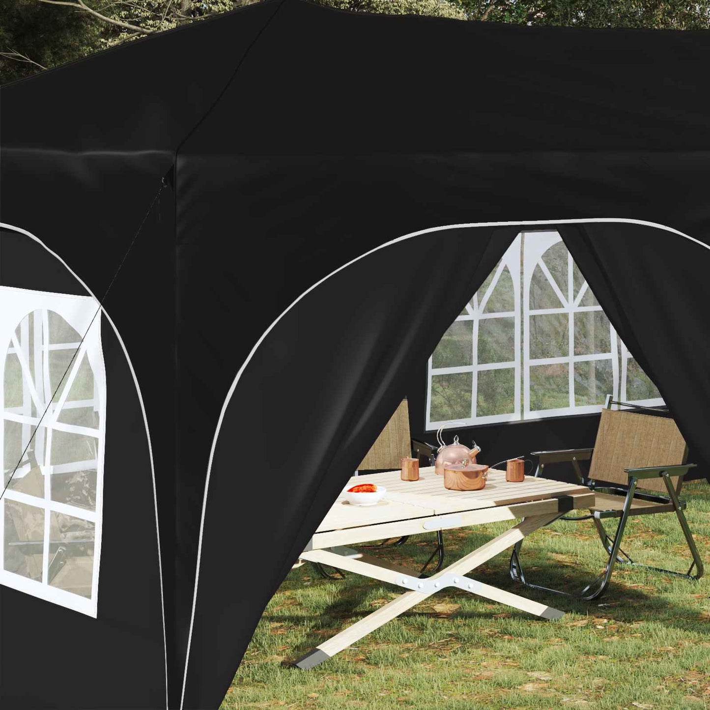 Pop-up Partyzelt Schwarz 575 x 288 x 245 cm Oxford-Stoff