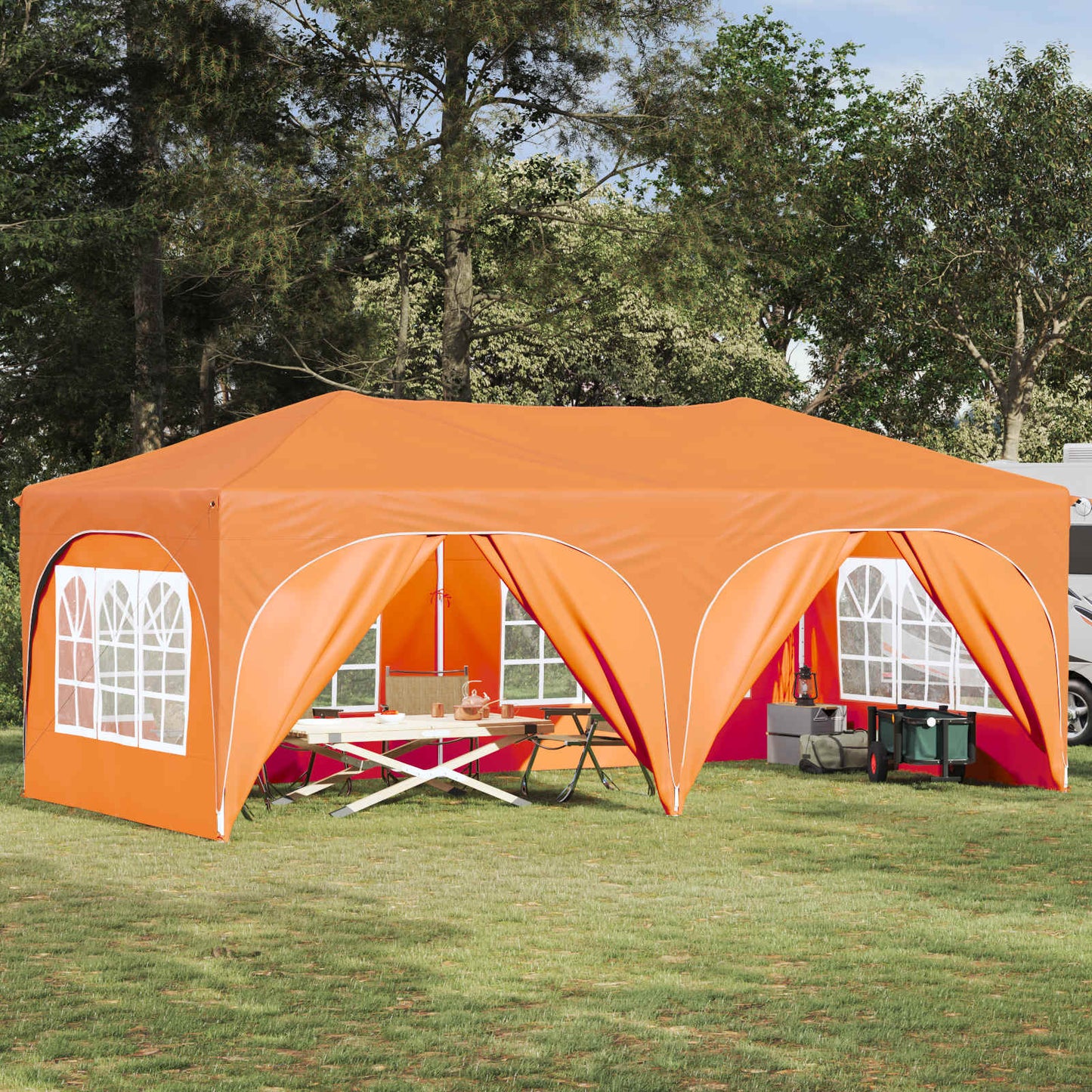 Pop-up Partyzelt Orange 575 x 288 x 245 cm Oxford-Stoff