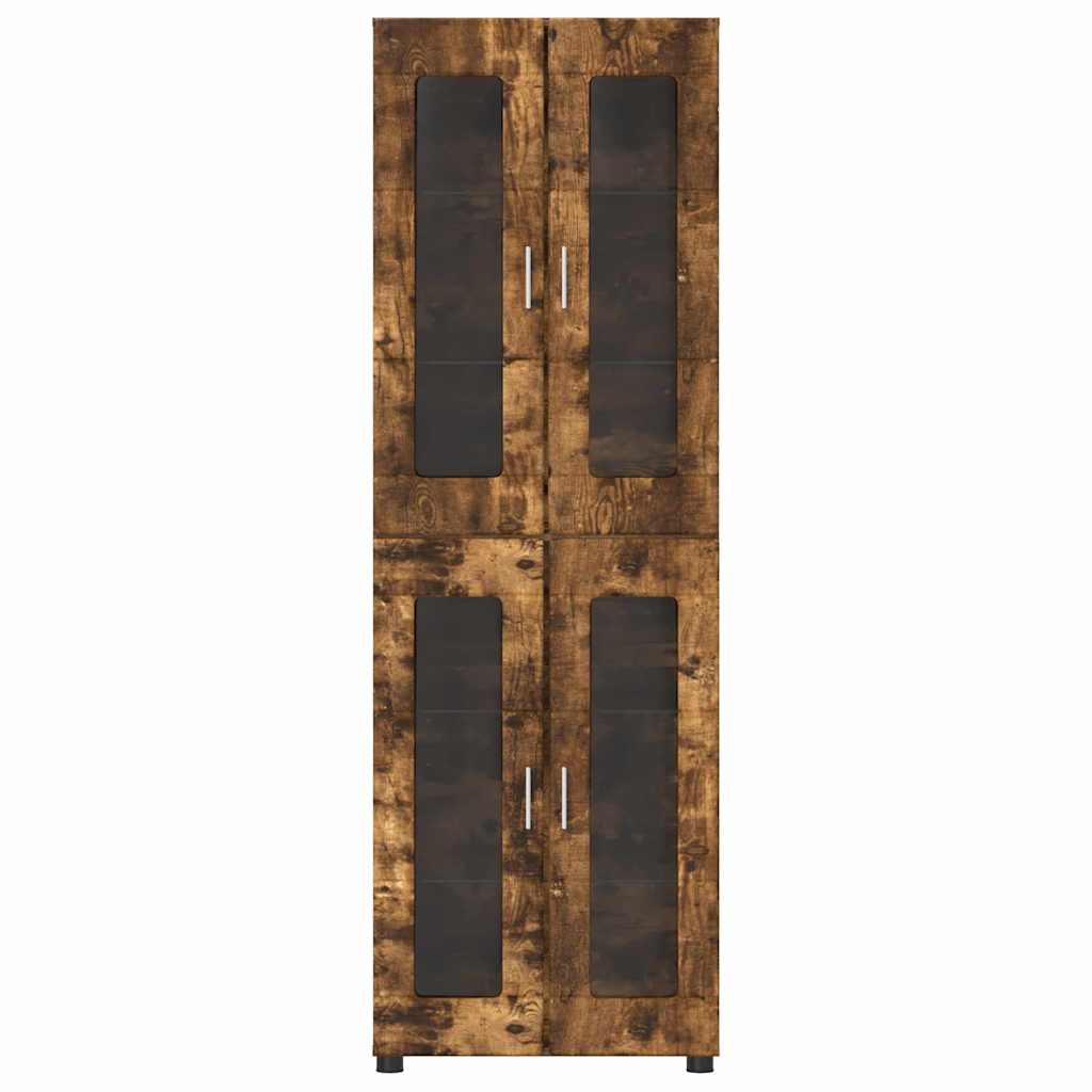 Highboard mit Regal FLORIN Geräucherte Eiche 60 x 35 x 182 cm