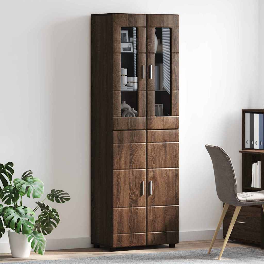 Highboard mit Regal FLORIN Braun Eichen-Optik 60 x 35 x 182 cm