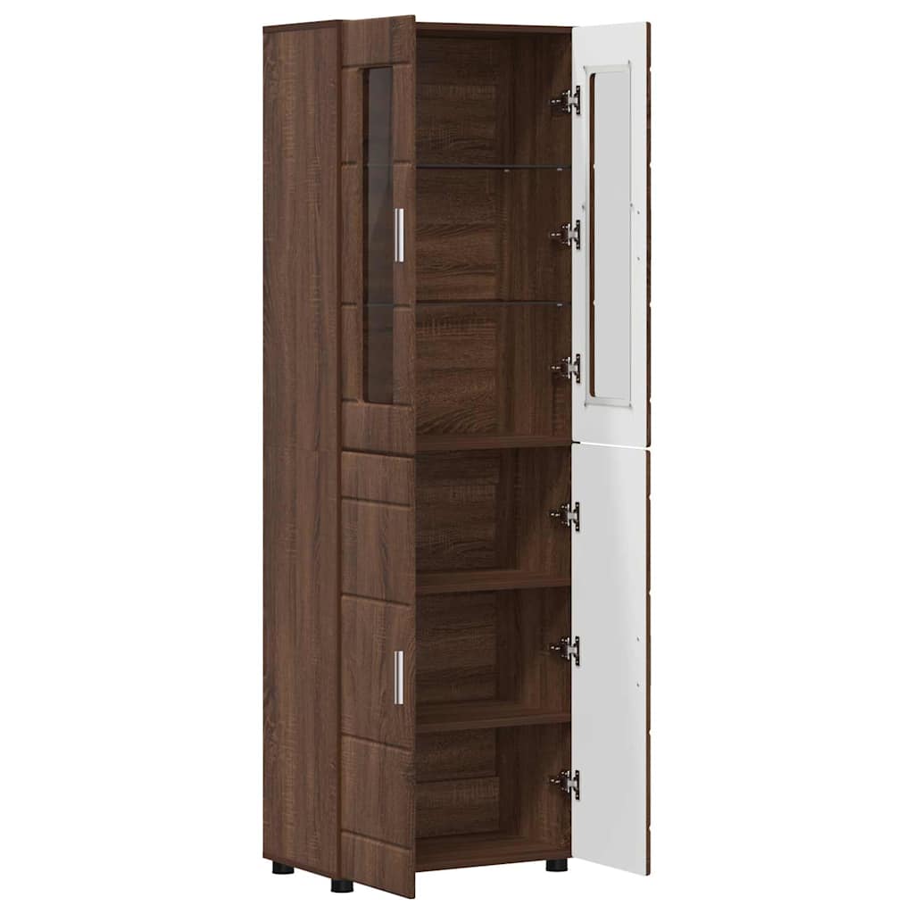Highboard mit Regal FLORIN Braun Eichen-Optik 60 x 35 x 182 cm