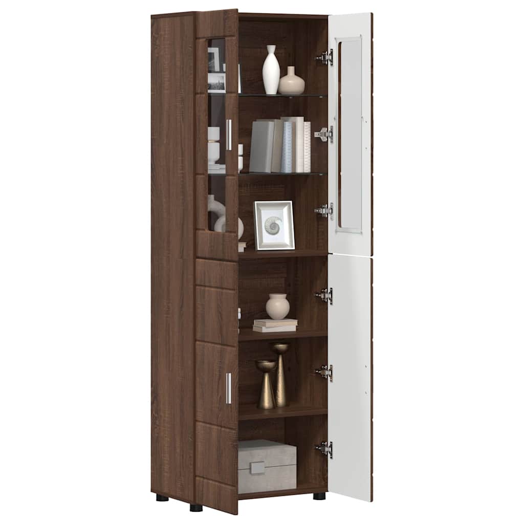 Highboard mit Regal FLORIN Braun Eichen-Optik 60 x 35 x 182 cm