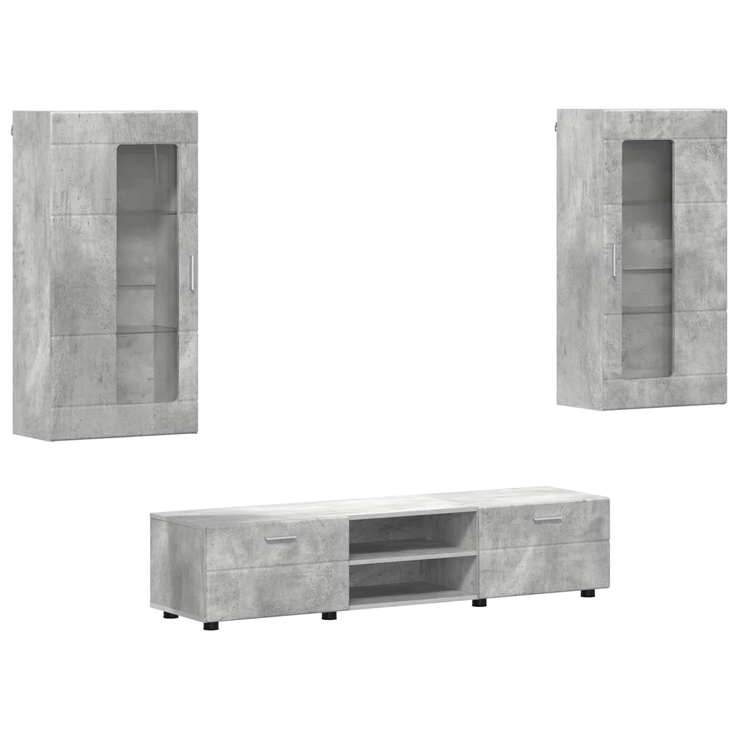 TV-Schrankset mit Regal FLORIN 3 pcs Beton Grau Holzwerkstoff