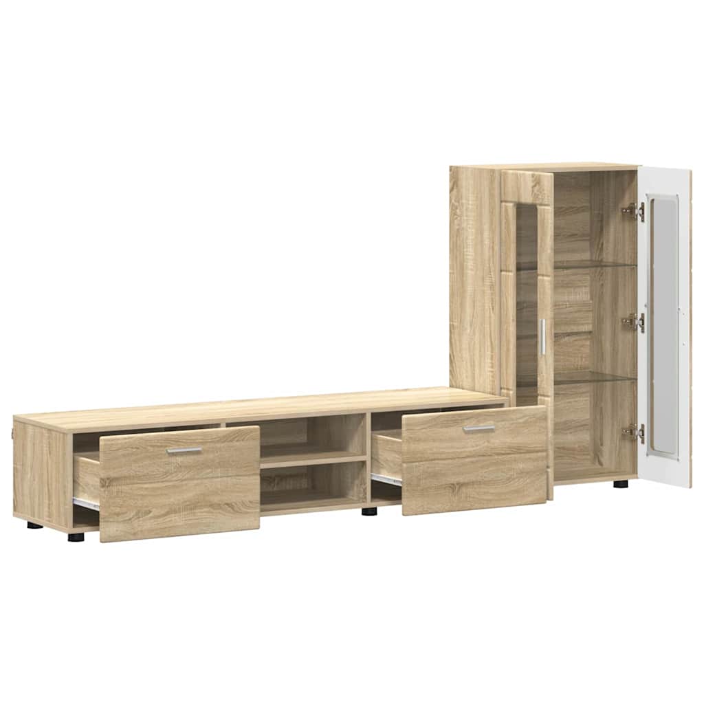 TV-Schrankset mit Regal FLORIN 3 pcs Sonoma-Eiche Holzwerkstoff
