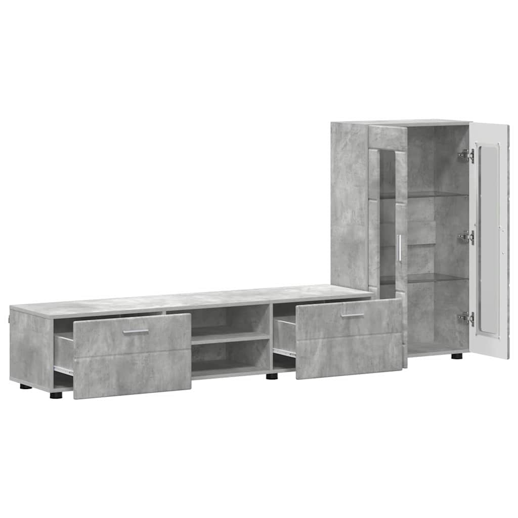 TV-Schrankset mit Regal FLORIN 3 pcs Beton Grau Holzwerkstoff