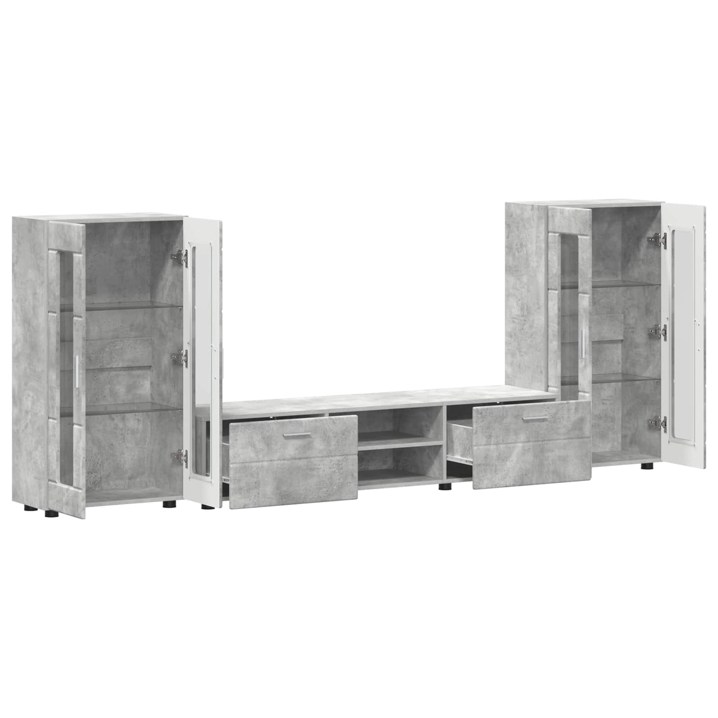 TV-Schrankset mit Regal FLORIN 3 pcs Beton Grau Holzwerkstoff