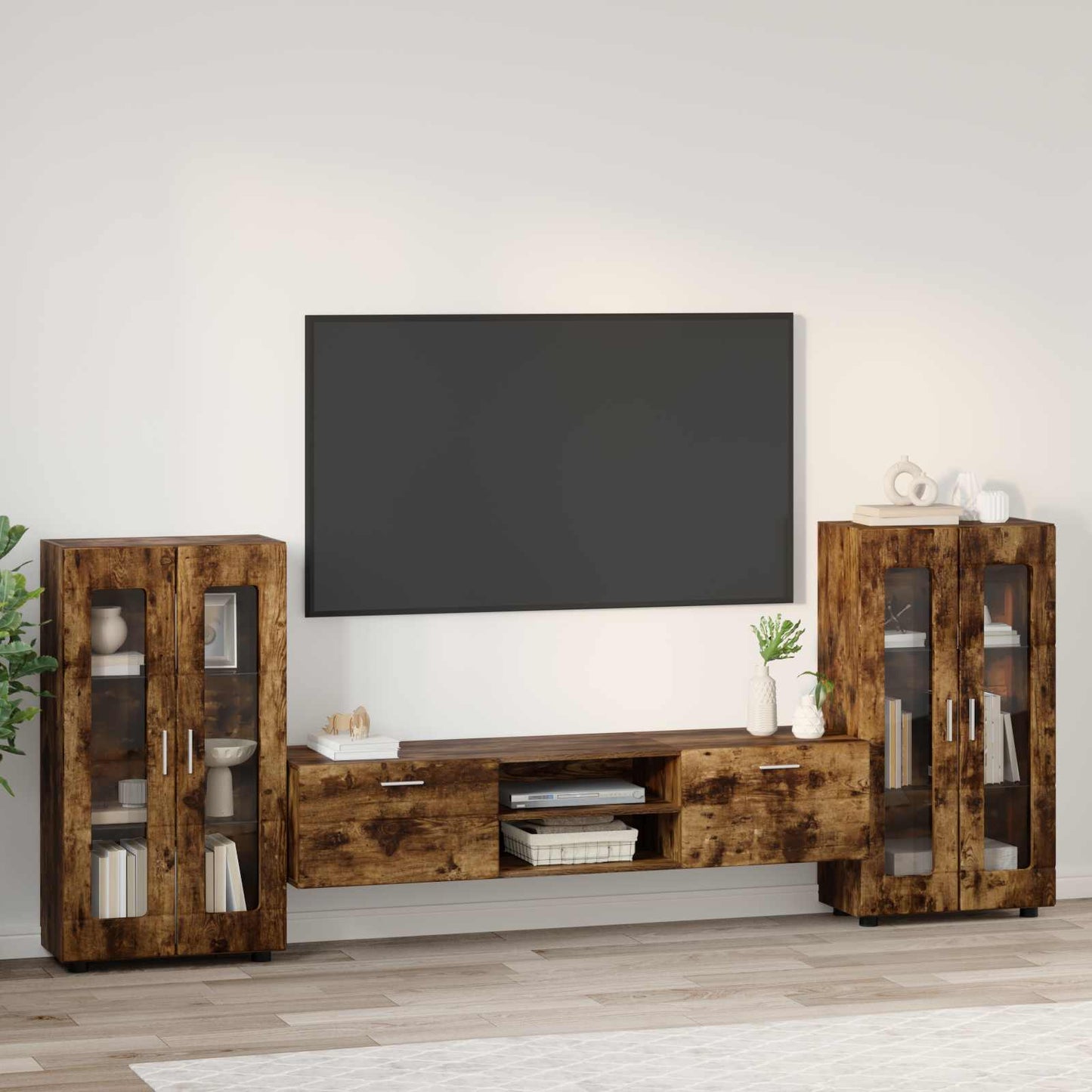 TV-Schrankset FLORIN 3 pcs Geräucherte Eiche Holzwerkstoff
