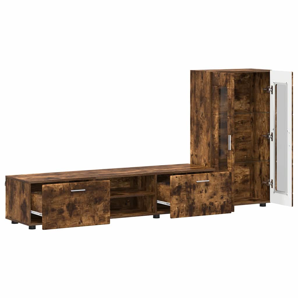 TV-Schrankset FLORIN 3 pcs Geräucherte Eiche Holzwerkstoff