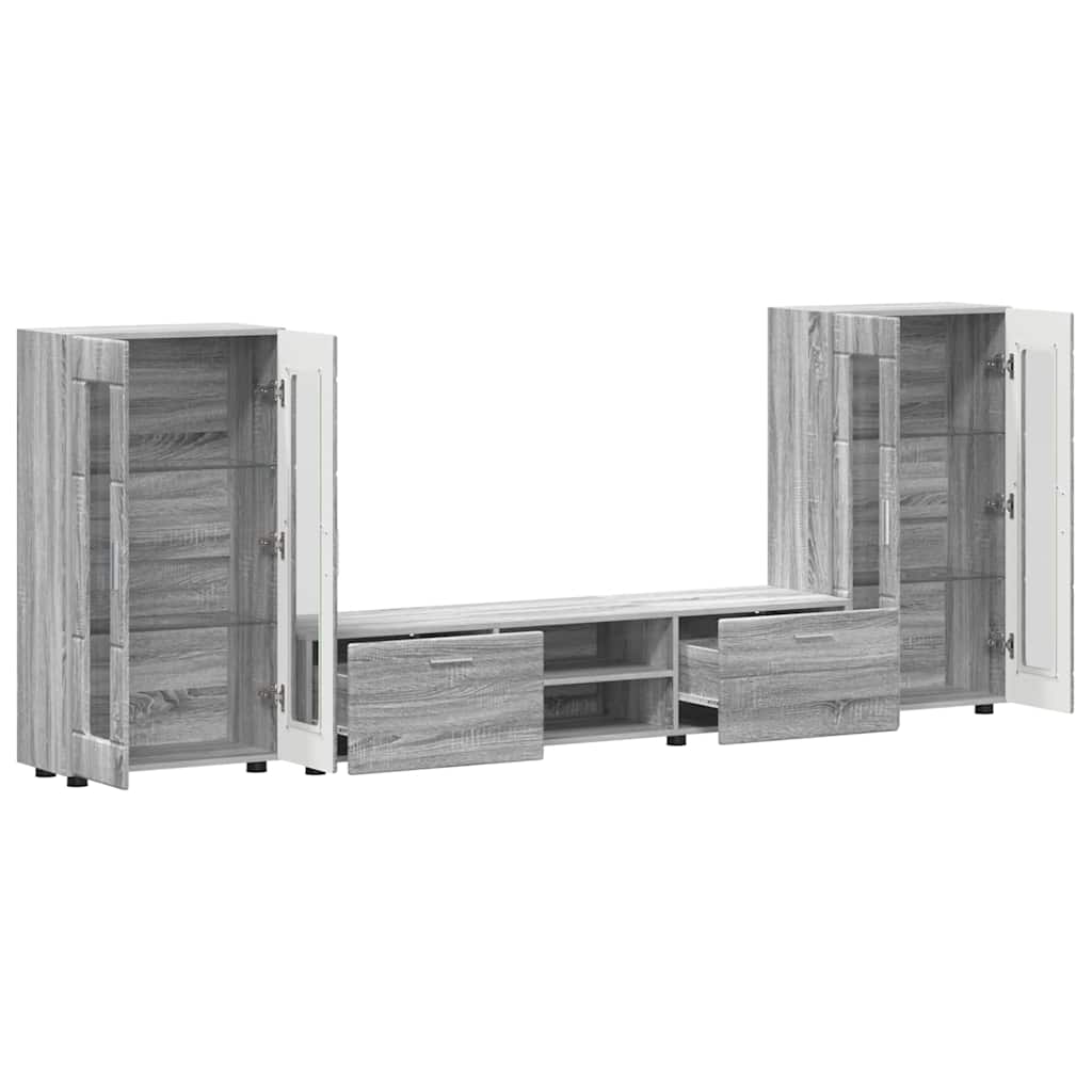 TV-Schrankset mit Tür FLORIN 3 pcs Graues Sonoma Holzwerkstoff