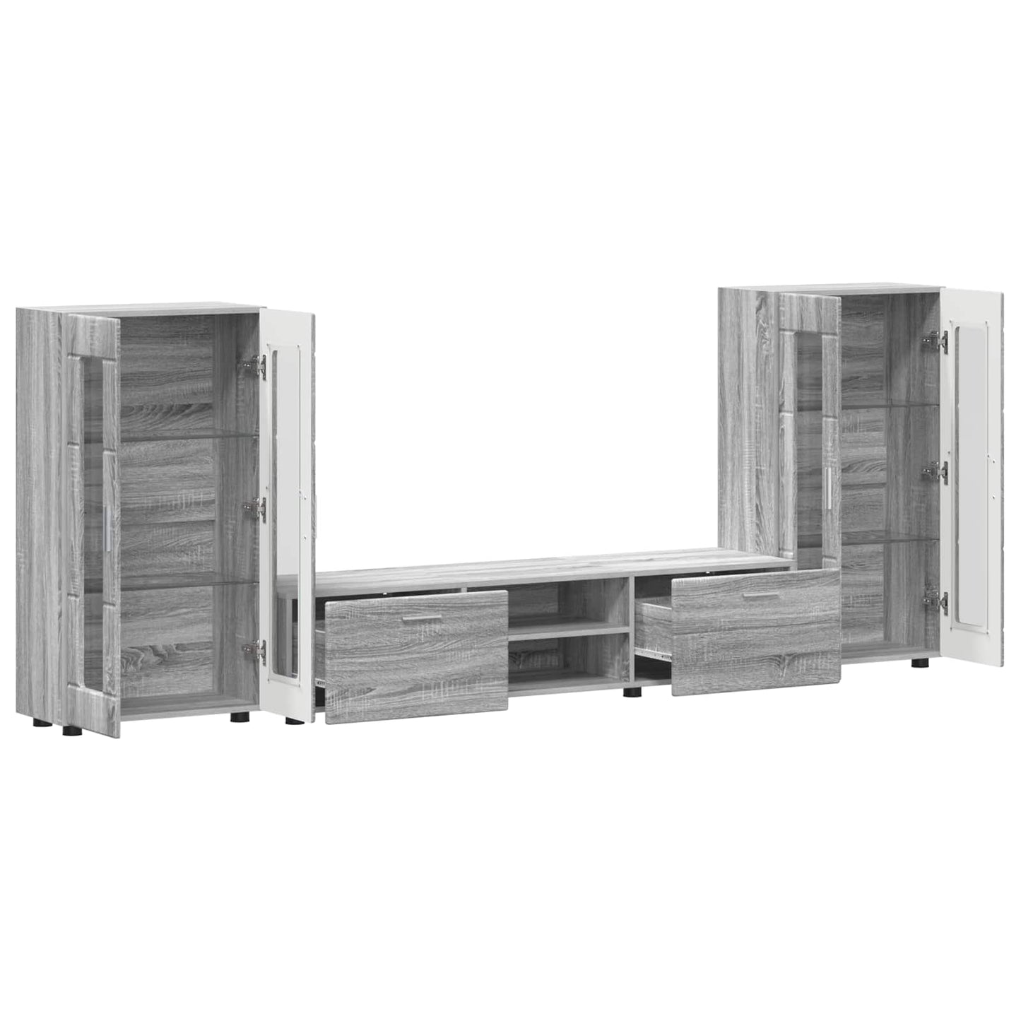 TV-Schrankset mit Tür FLORIN 3 pcs Graues Sonoma Holzwerkstoff