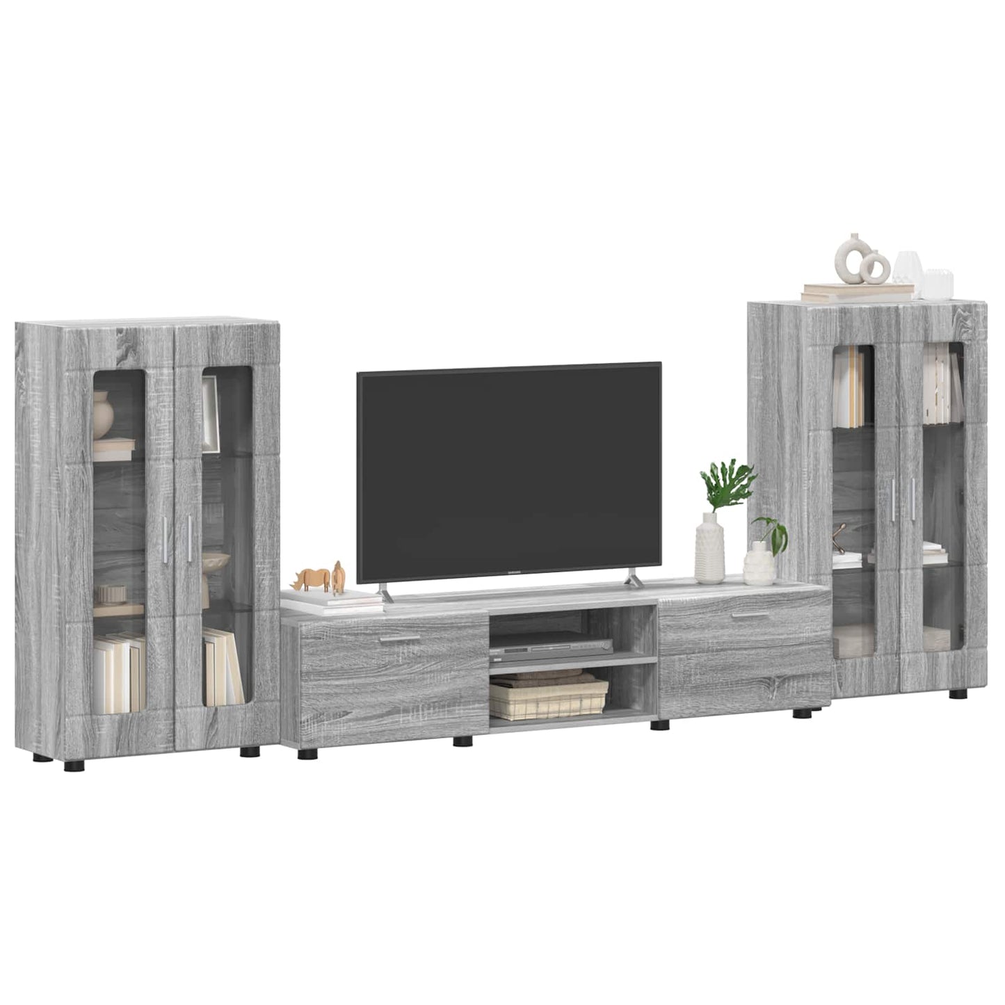 TV-Schrankset mit Tür FLORIN 3 pcs Graues Sonoma Holzwerkstoff