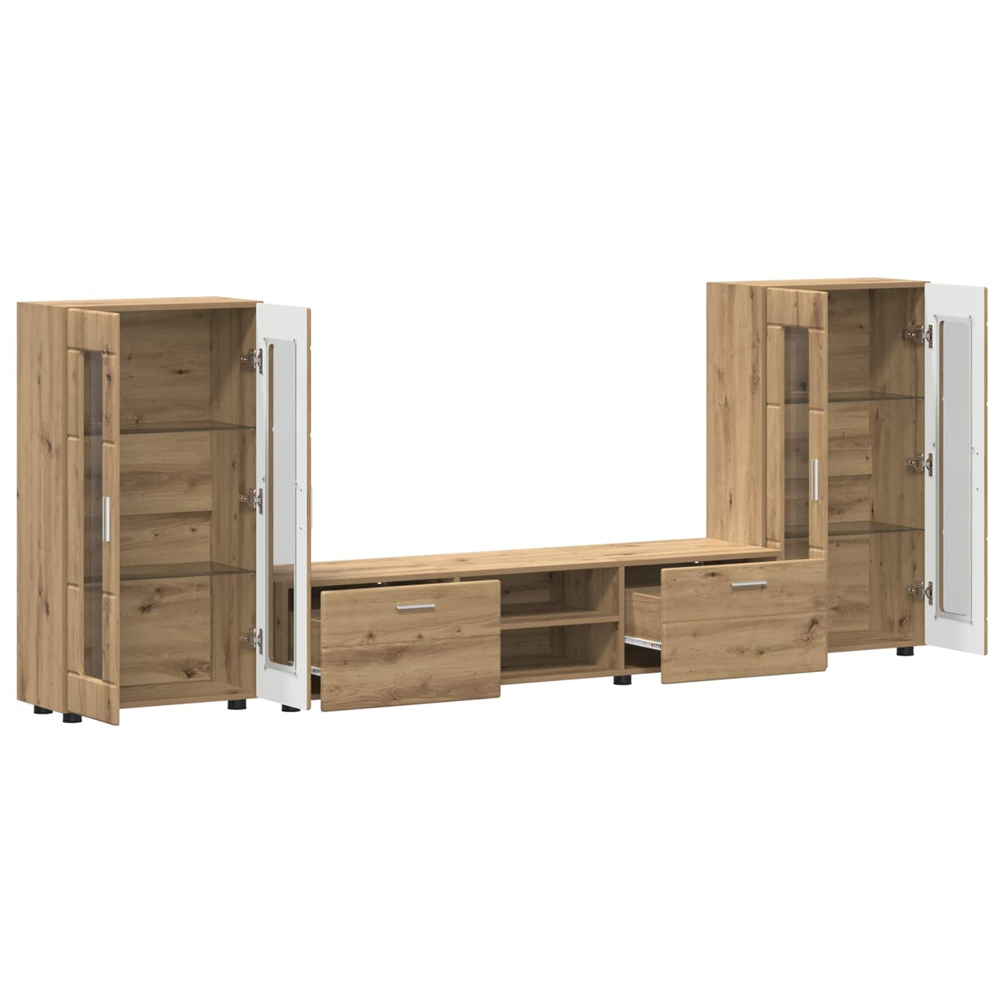 TV-Schrankset mit Tür FLORIN 3 pcs Artisan-Eiche Holzwerkstoff