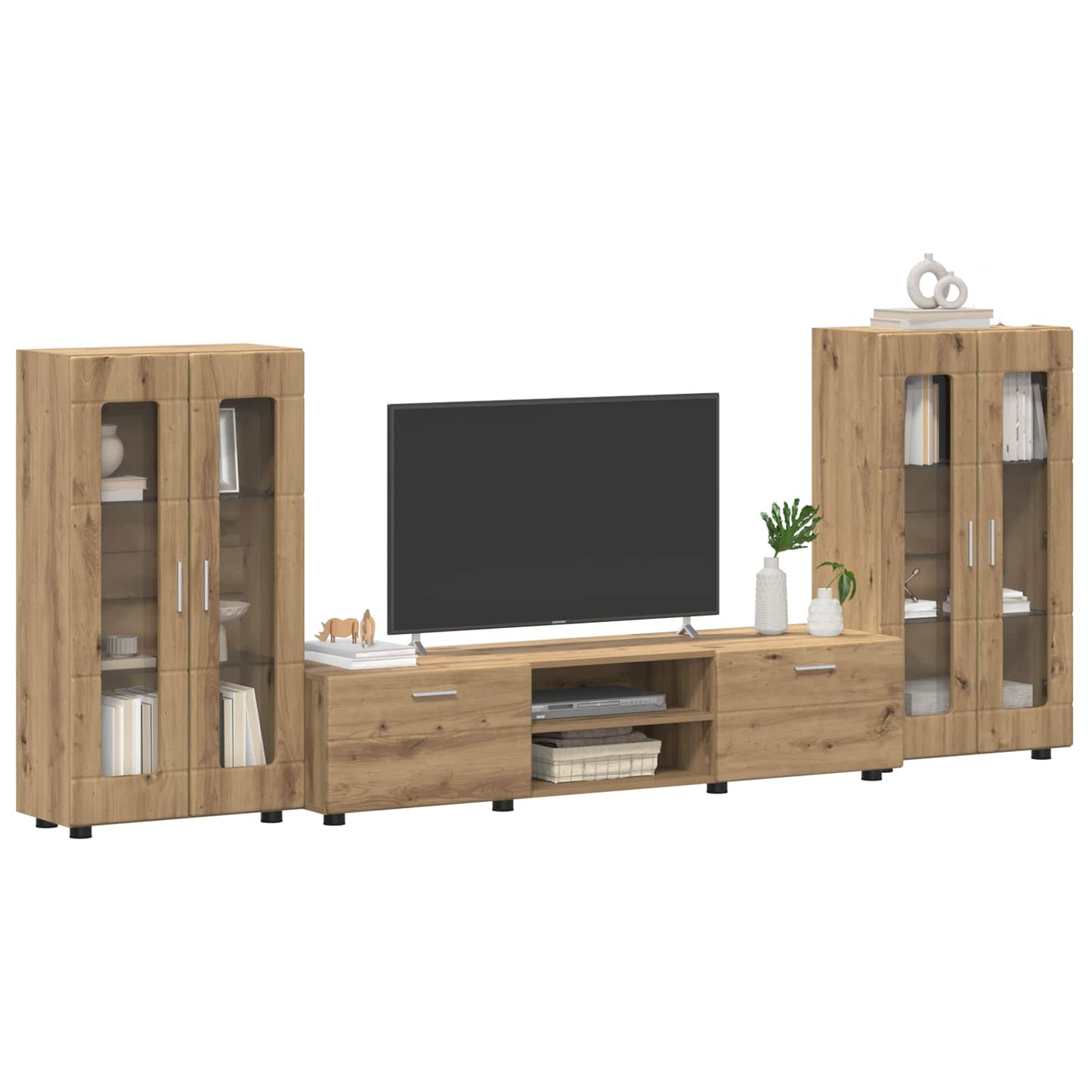TV-Schrankset mit Tür FLORIN 3 pcs Artisan-Eiche Holzwerkstoff