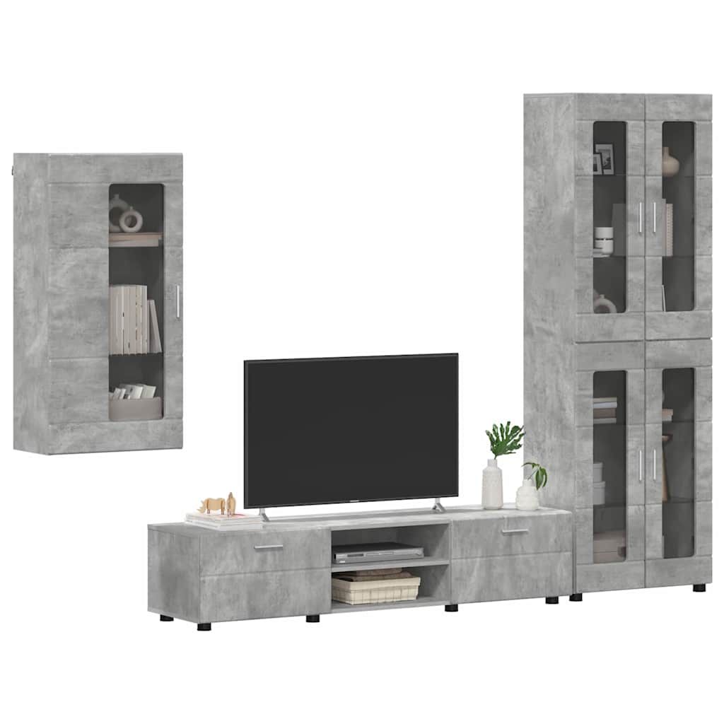 TV-Schrankset mit Regal FLORIN 3 pcs Beton Grau Holzwerkstoff