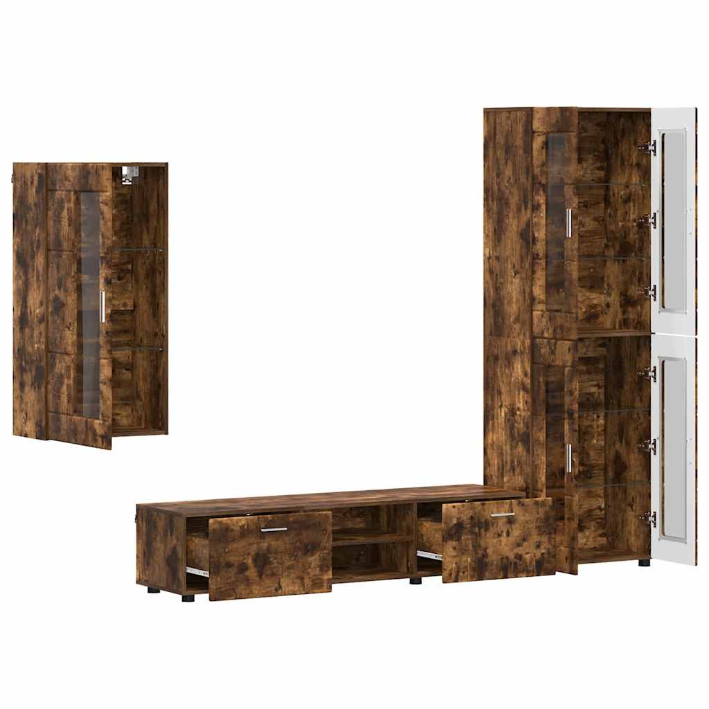 TV-Schrankset FLORIN 3 pcs Geräucherte Eiche Holzwerkstoff