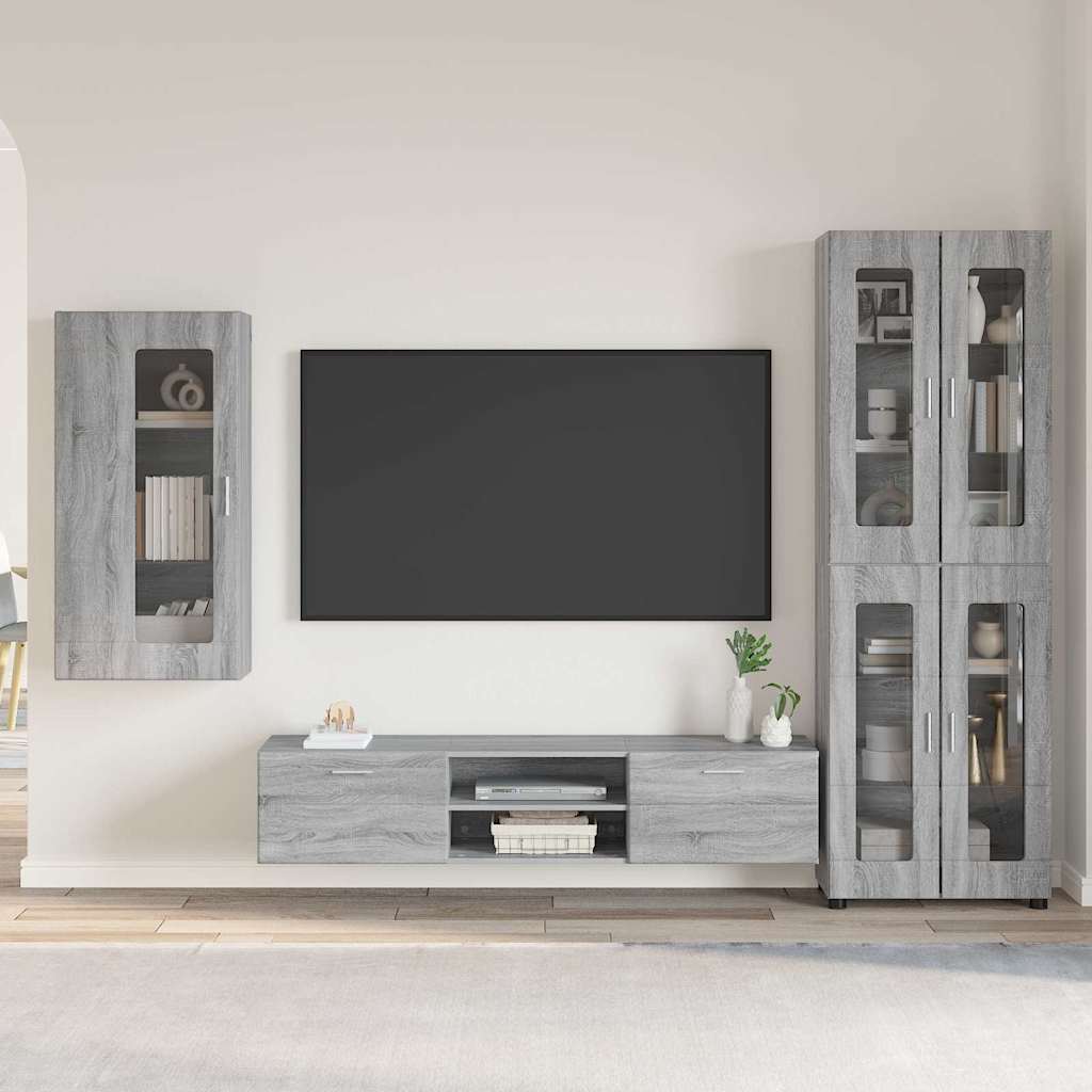 TV-Schrankset mit Tür FLORIN 3 pcs Graues Sonoma Holzwerkstoff