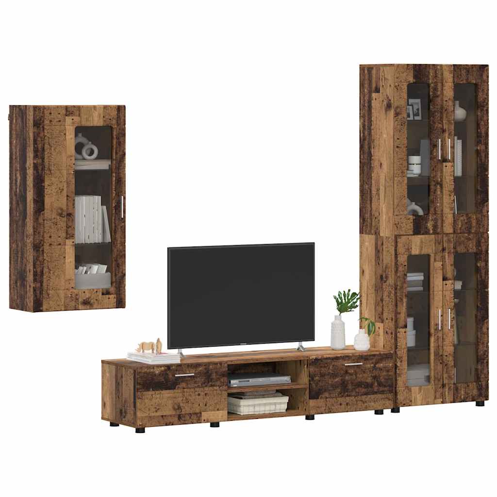TV-Schrankset mit Schubladen FLORIN 3 pcs Altholz Holzwerkstoff