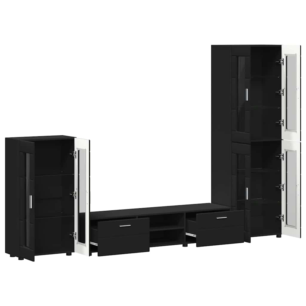TV-Schrankset mit Schubladen FLORIN 3 pcs Schwarz Holzwerkstoff