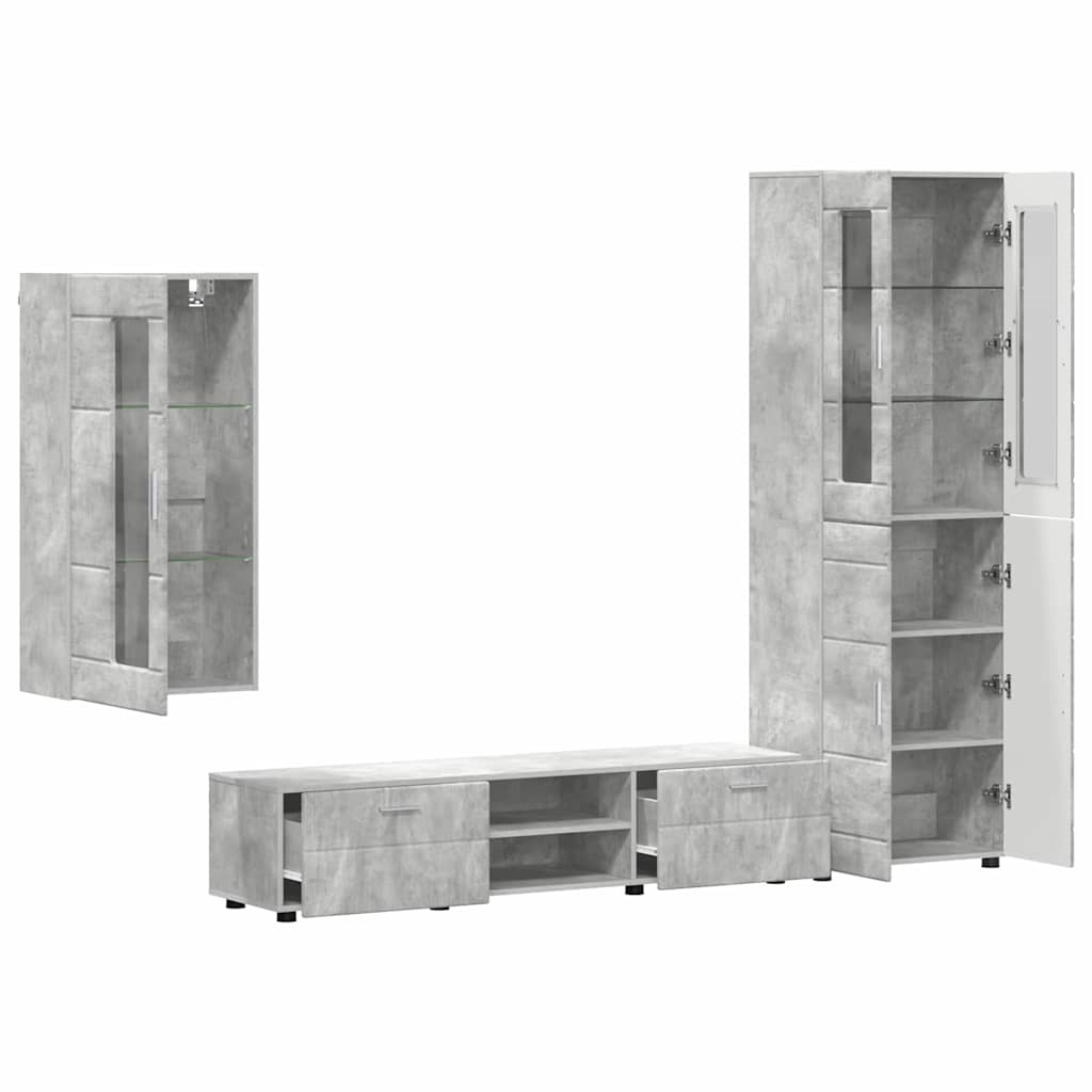 TV-Schrankset mit Regal FLORIN 3 pcs Beton Grau Holzwerkstoff
