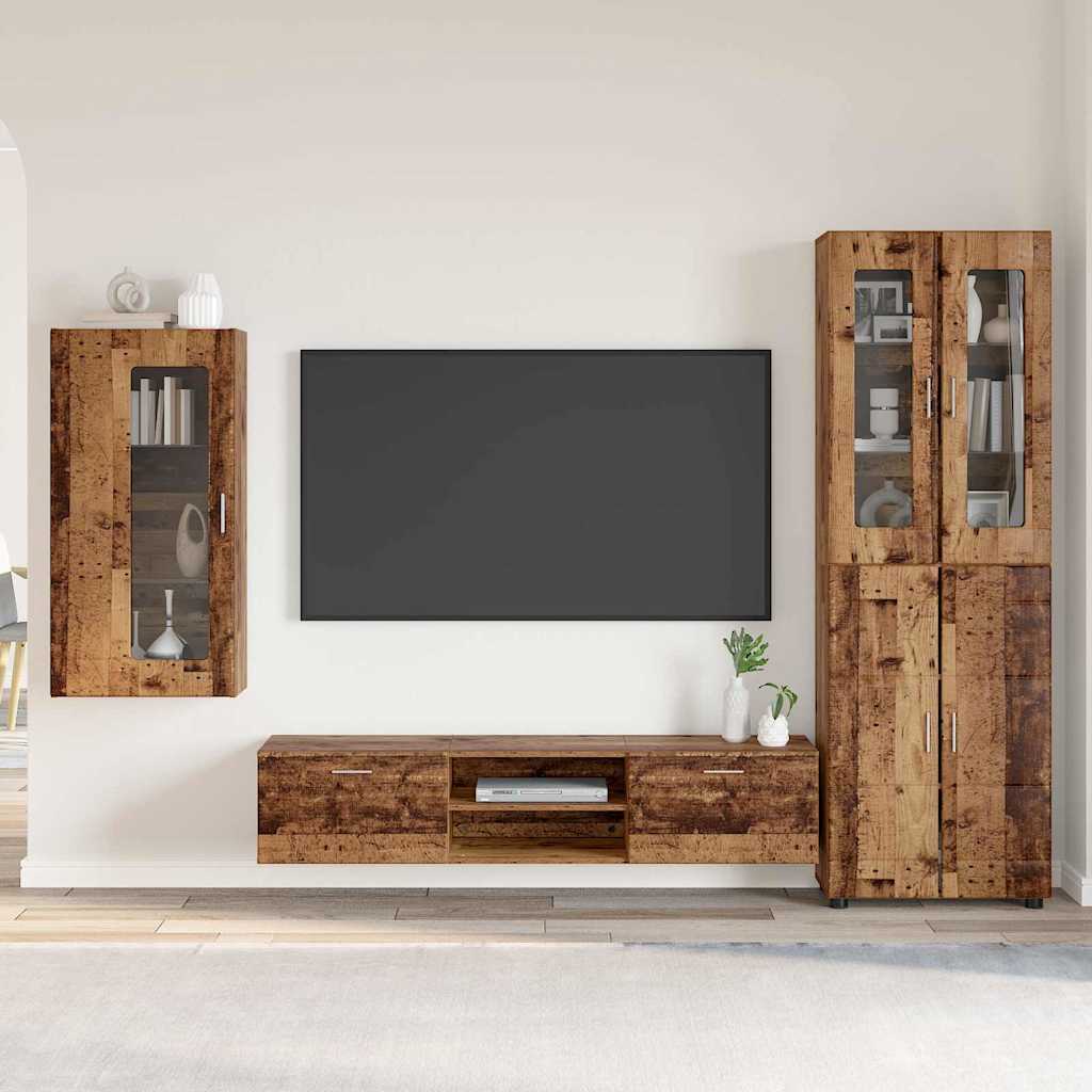 TV-Schrankset mit Schubladen FLORIN 3 pcs Altholz Holzwerkstoff