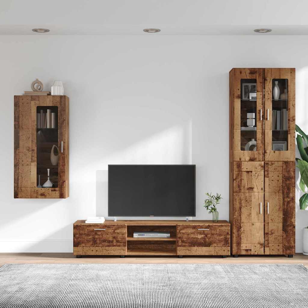 TV-Schrankset mit Schubladen FLORIN 3 pcs Altholz Holzwerkstoff