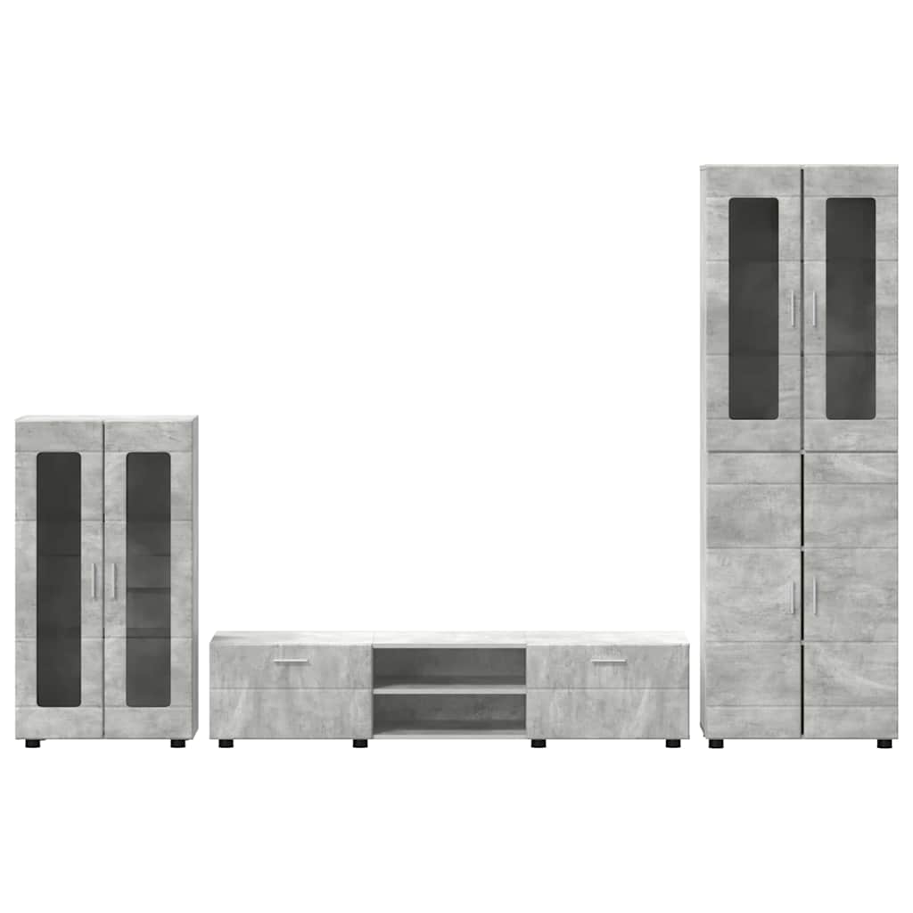 TV-Schrankset mit Regal FLORIN 3 pcs Beton Grau Holzwerkstoff