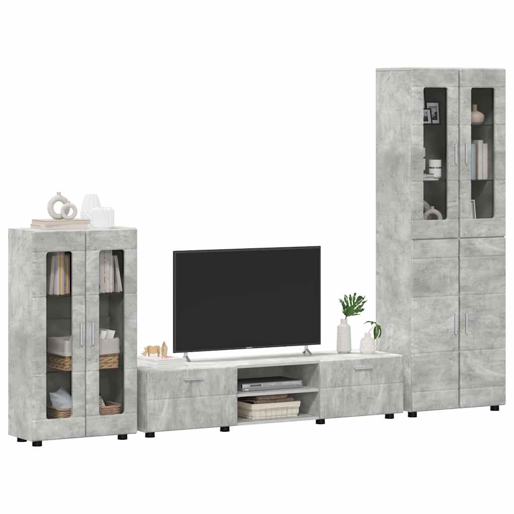 TV-Schrankset mit Regal FLORIN 3 pcs Beton Grau Holzwerkstoff