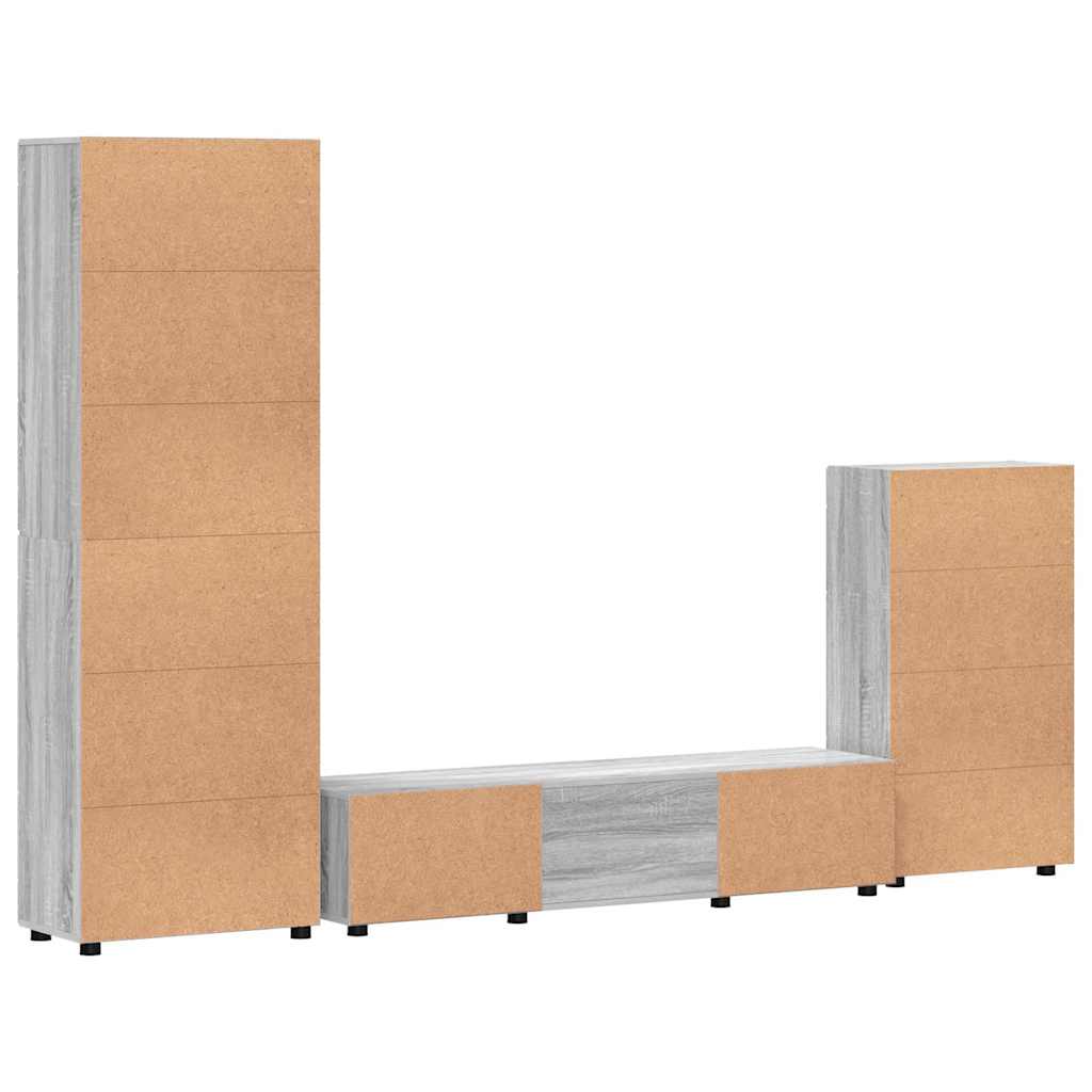 TV-Schrankset mit Tür FLORIN 3 pcs Graues Sonoma Holzwerkstoff