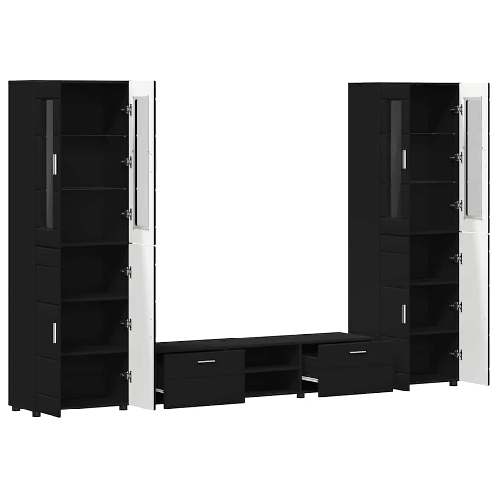 TV-Schrankset mit Schubladen FLORIN 3 pcs Schwarz Holzwerkstoff
