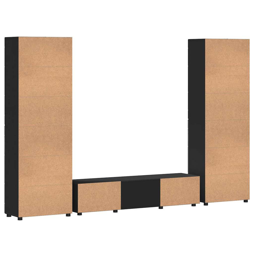 TV-Schrankset mit Schubladen FLORIN 3 pcs Schwarz Holzwerkstoff