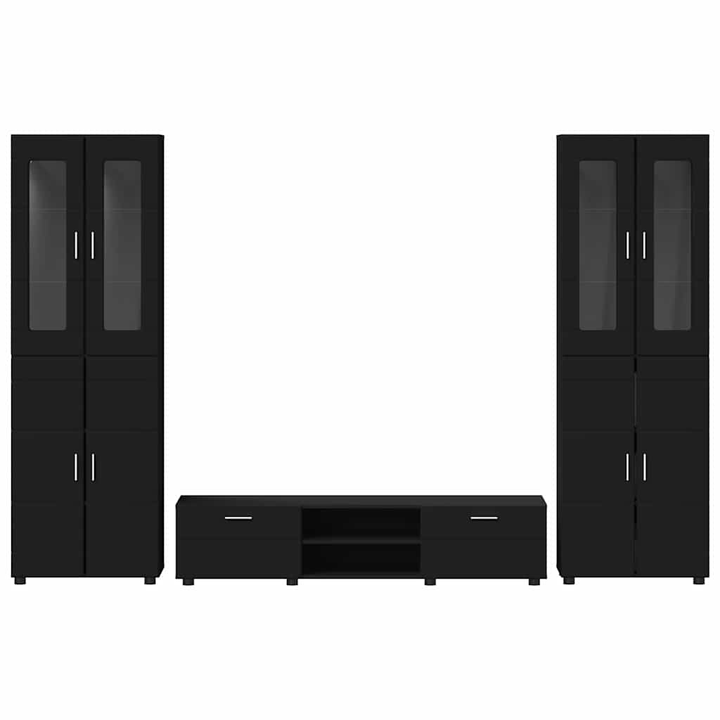 TV-Schrankset mit Schubladen FLORIN 3 pcs Schwarz Holzwerkstoff
