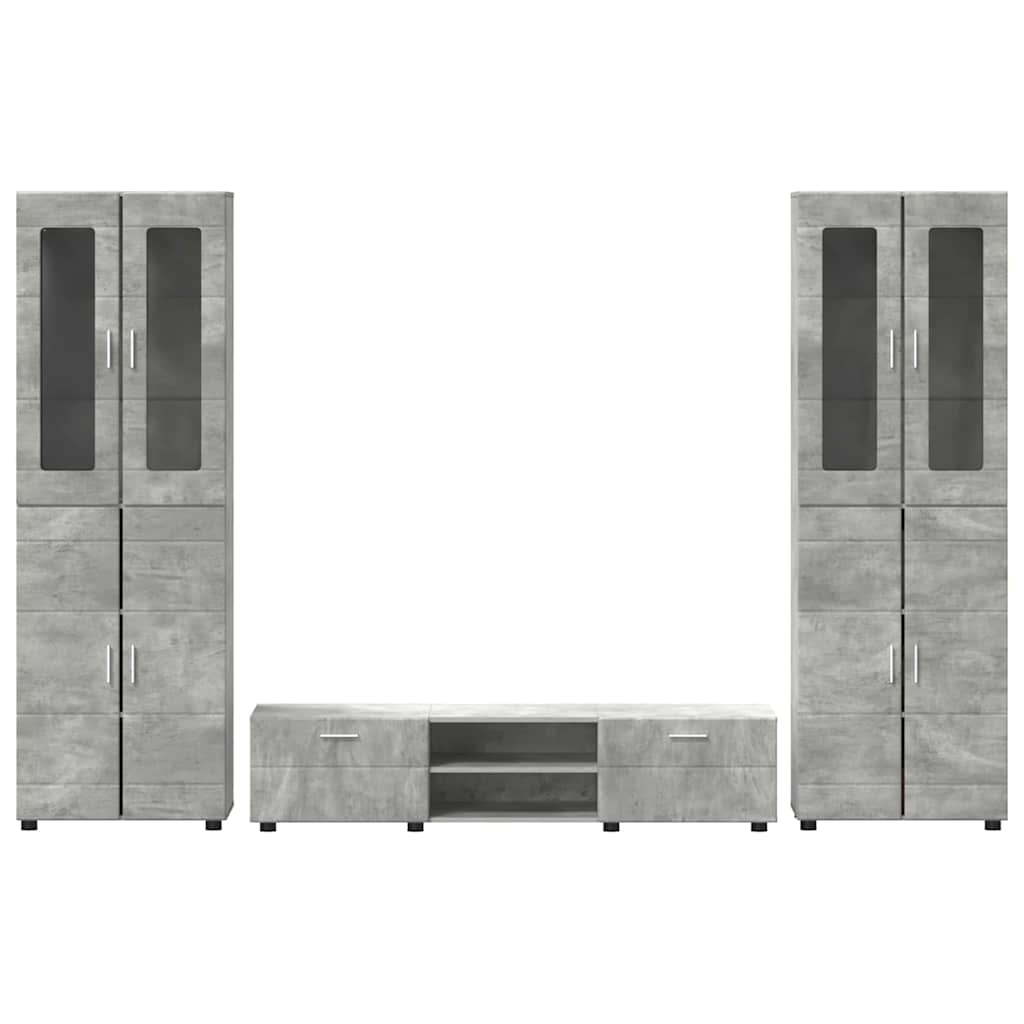 TV-Schrankset mit Regal FLORIN 3 pcs Beton Grau Holzwerkstoff